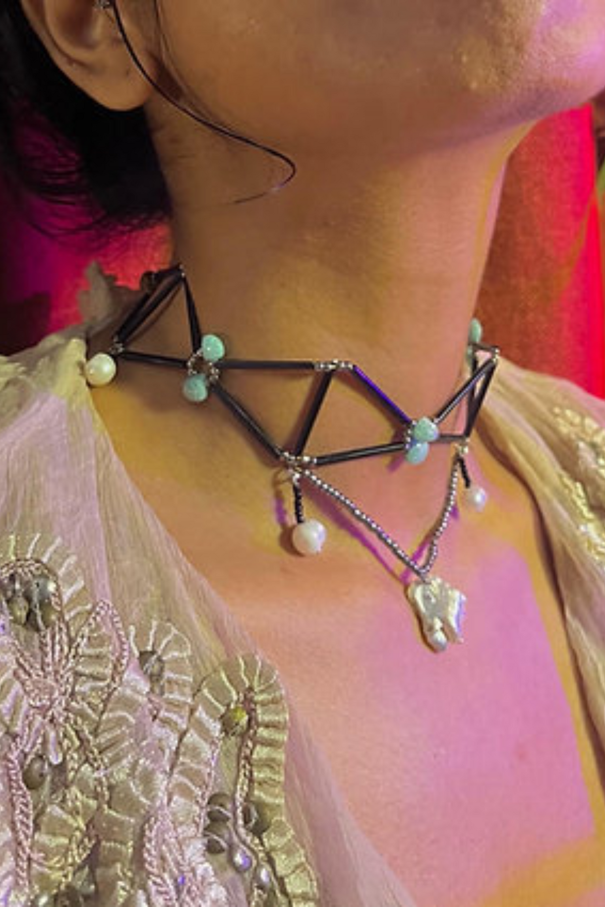 The Triangles Are My Favourite Shape Choker / Headband (Pearl)