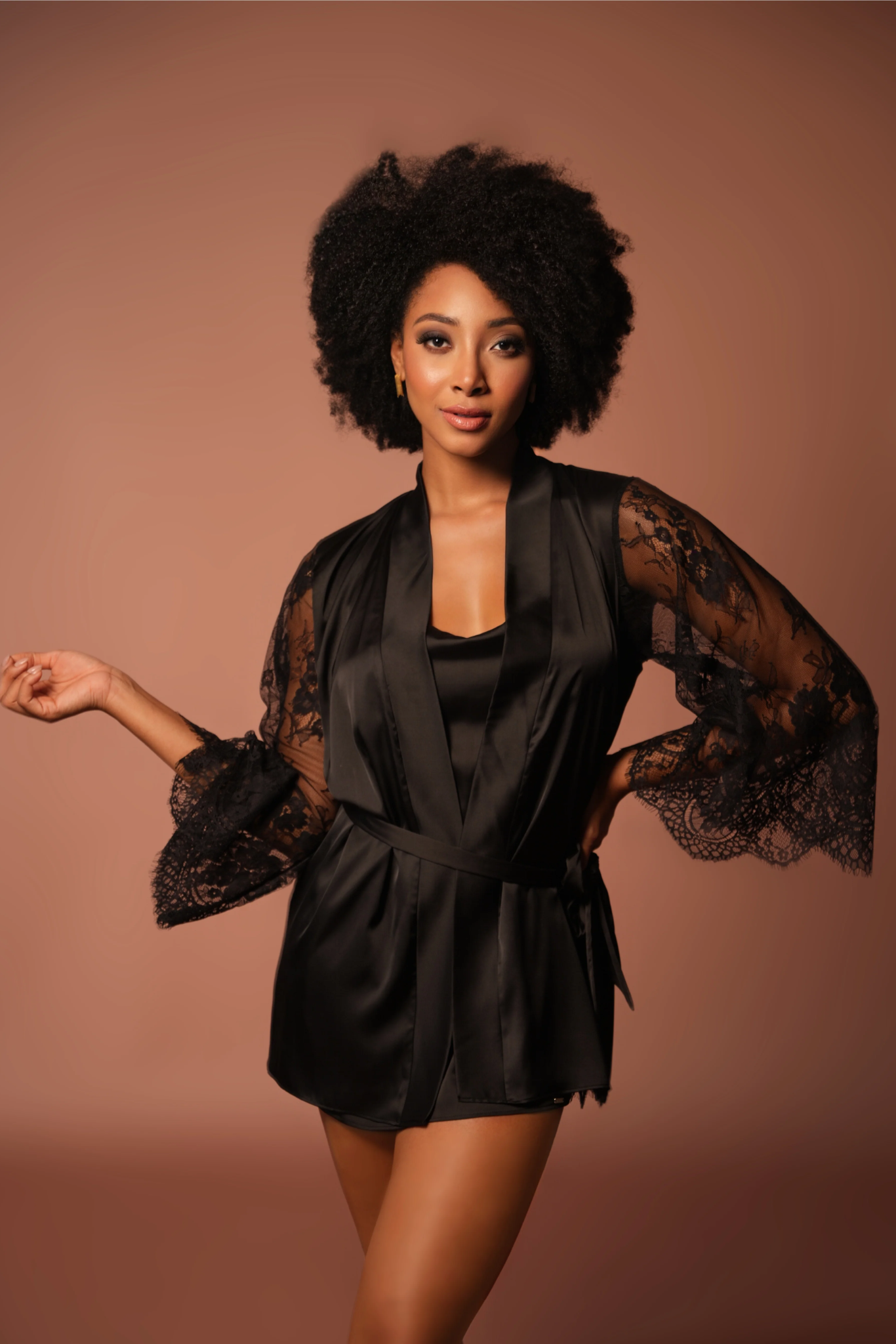Black Robe with Lace Sleeves