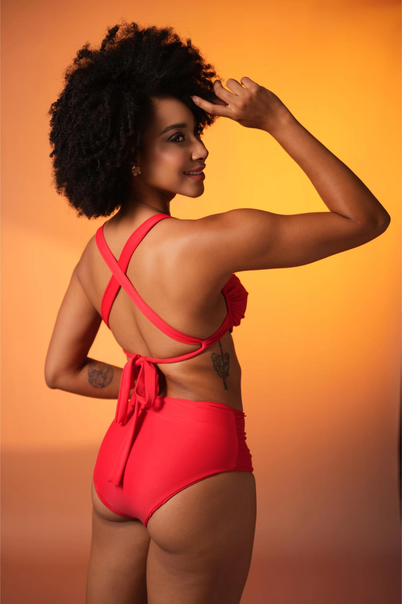 Cherry Underwired Bikini Set with High-Waist Bottoms