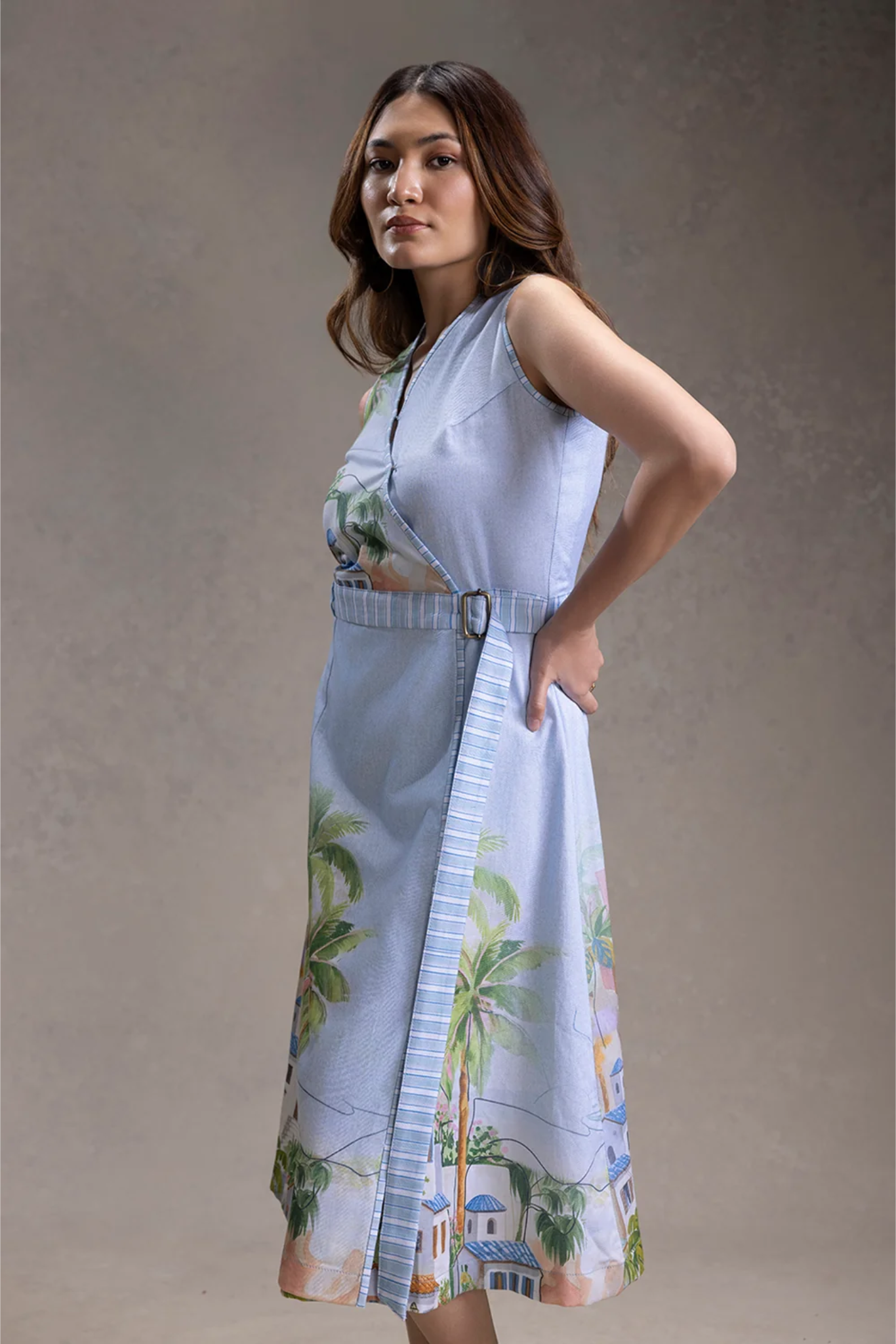 Reviera Printed Overlap A-Line Dress