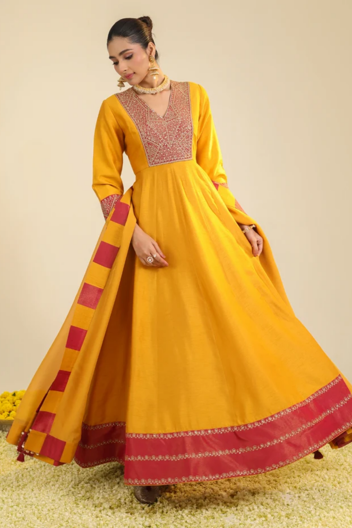 Rust Samaira Anarkali Set