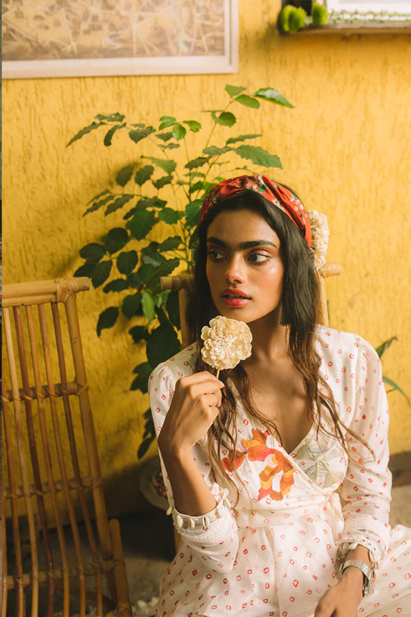 IVORY BANDHEJ WRAP CO - ORD SET
