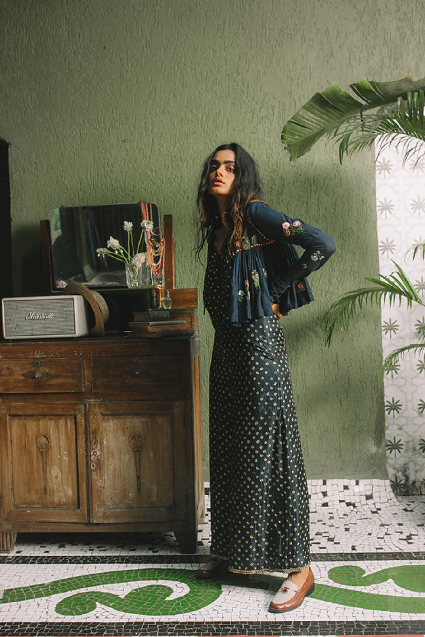 NAVY BANDHNI SET, MAL JACKET