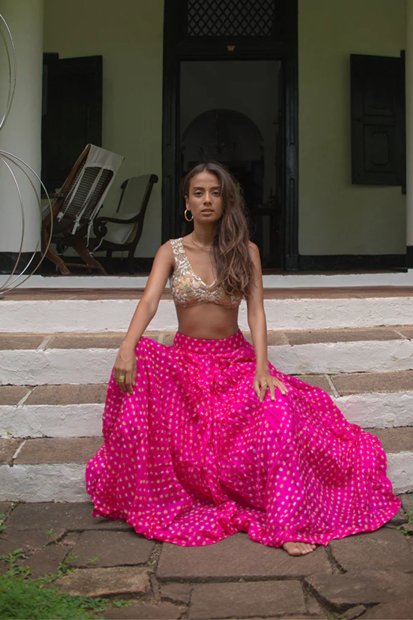 PINK BANDHINI, SLINKY NUDE BLOUSE