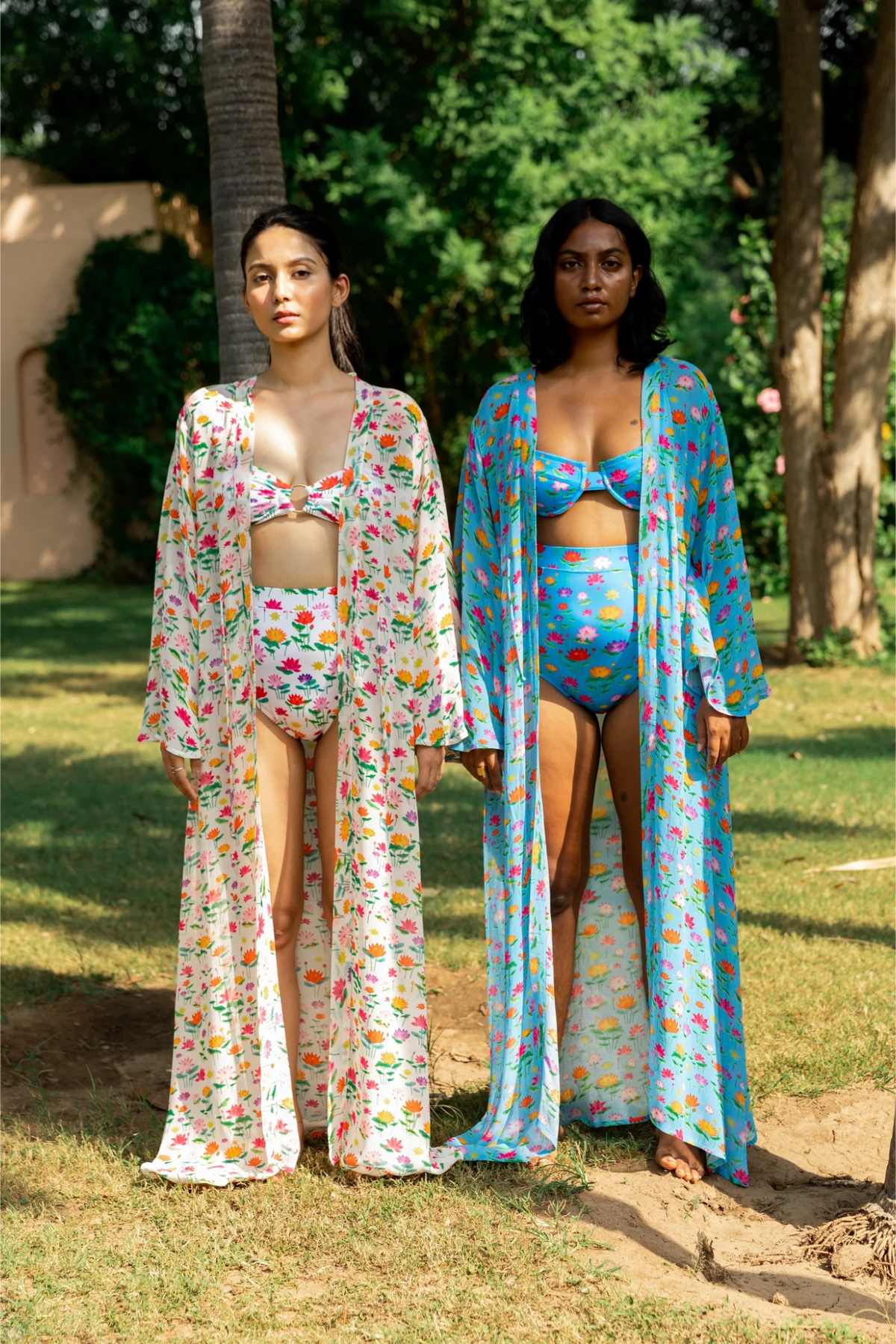 Kaftan with Drawstring Waist - Lotus Pond