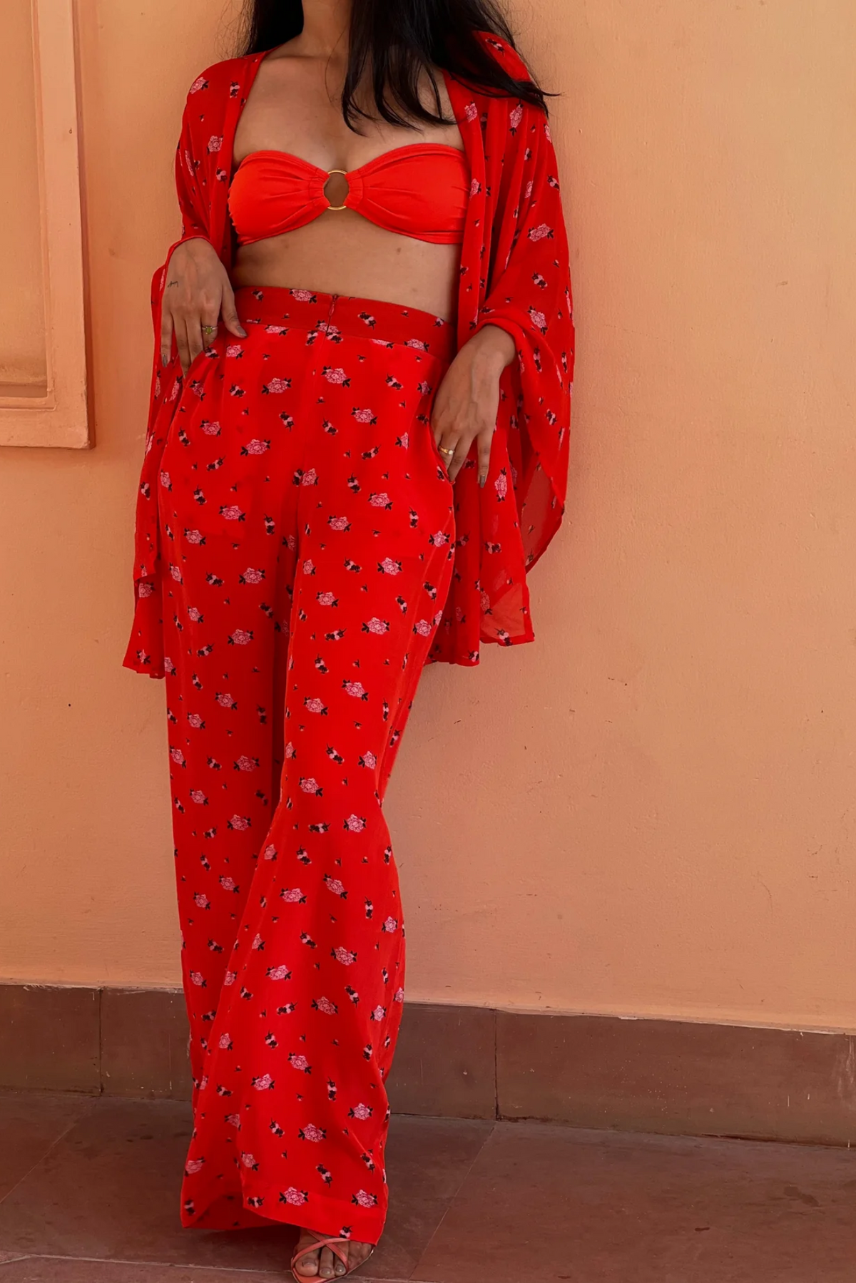 Trousers with Pockets - Carnations