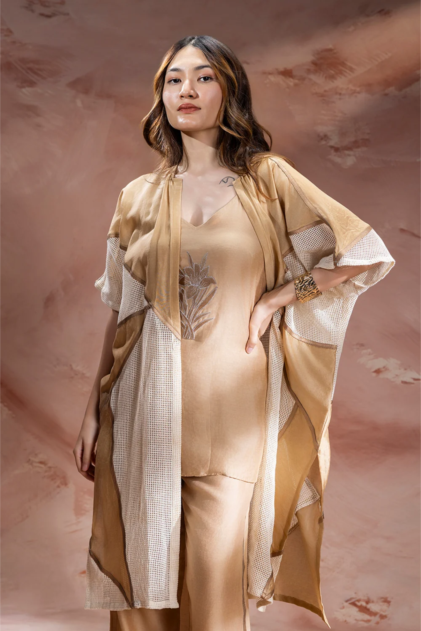 Zinnia Appliqué Jacket and Pants Set