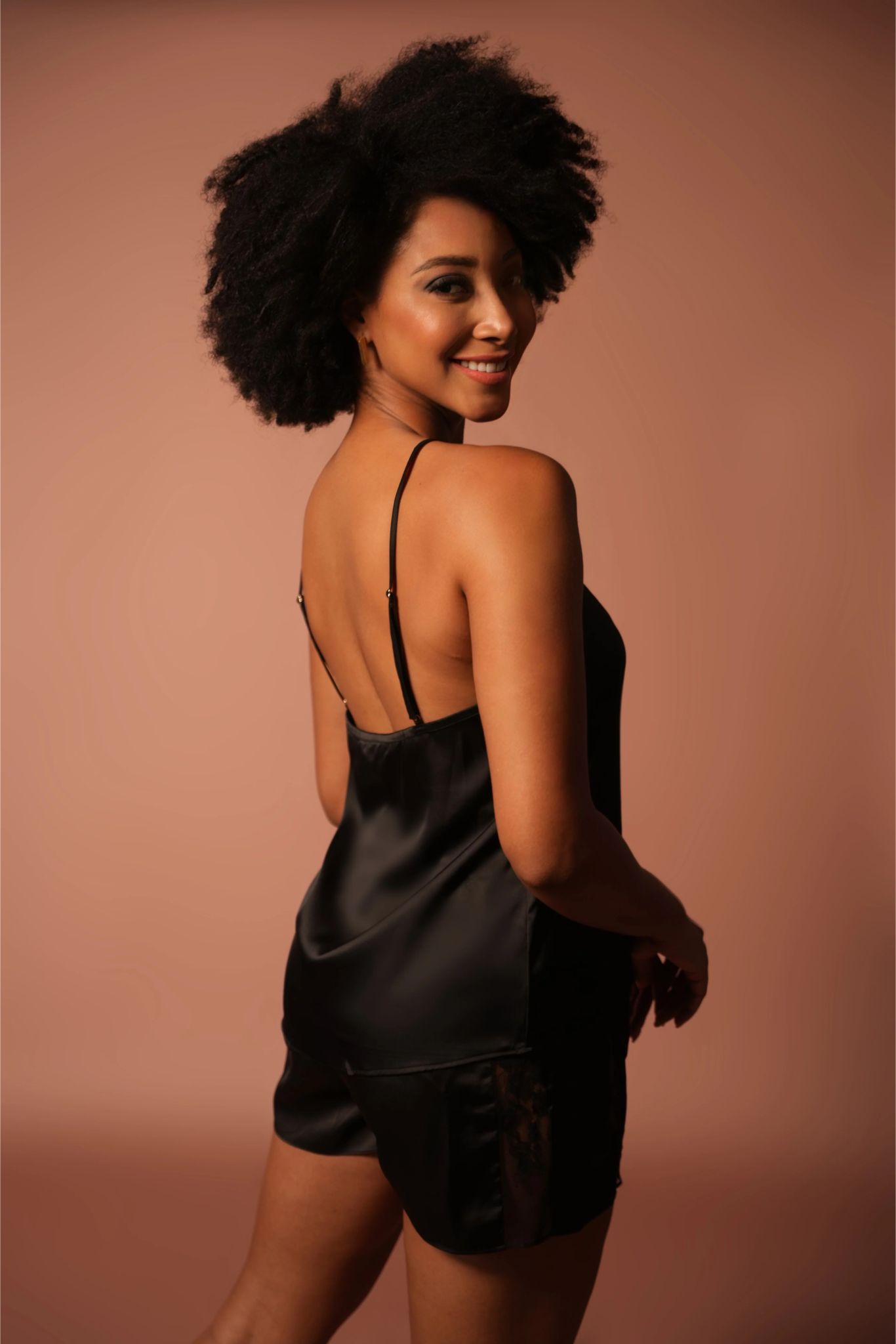 Black Lace Cami Top & Shorts Set