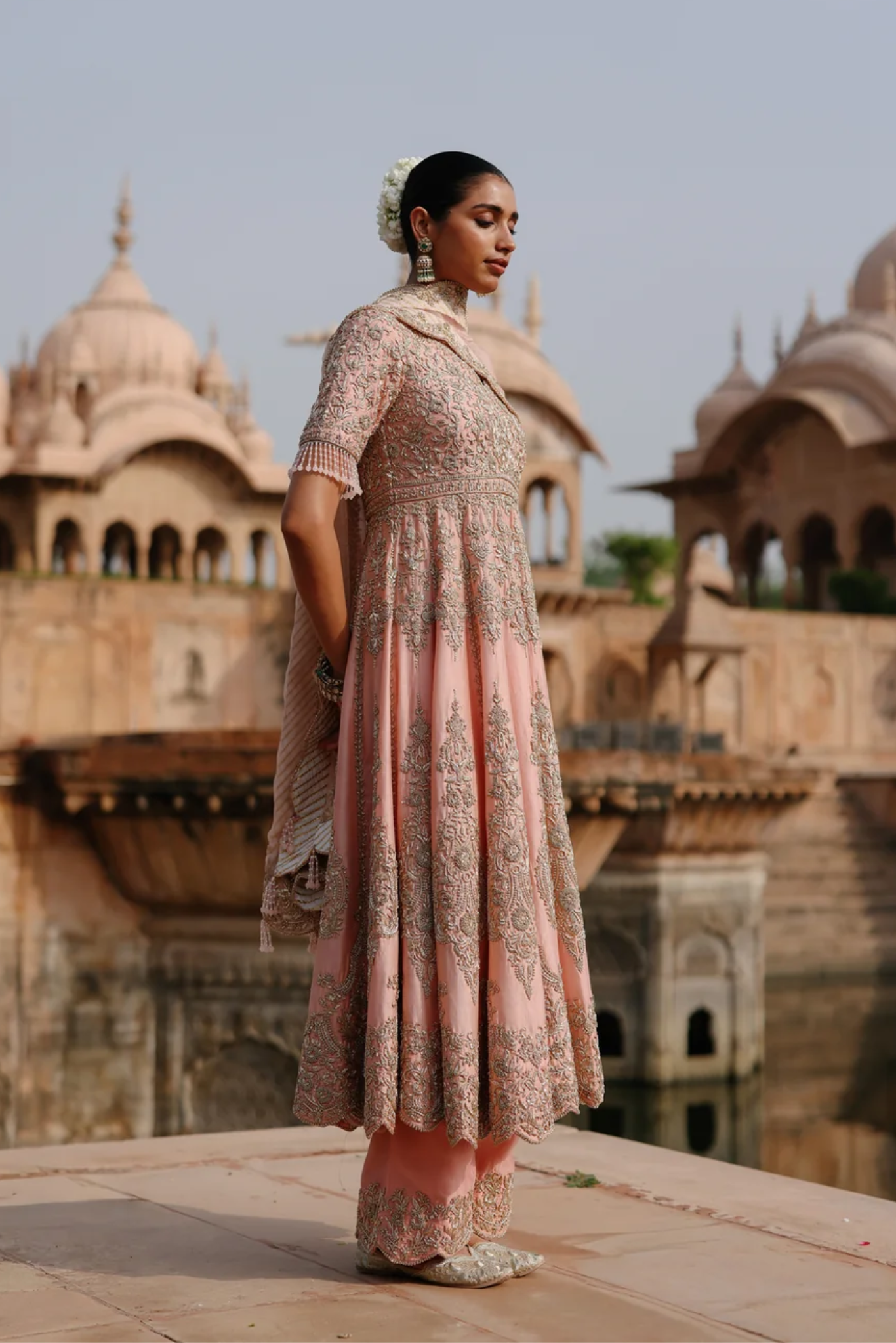 Mahrosh - Pink Kalidaar Anarkali Set With Palazzo & Dupatta