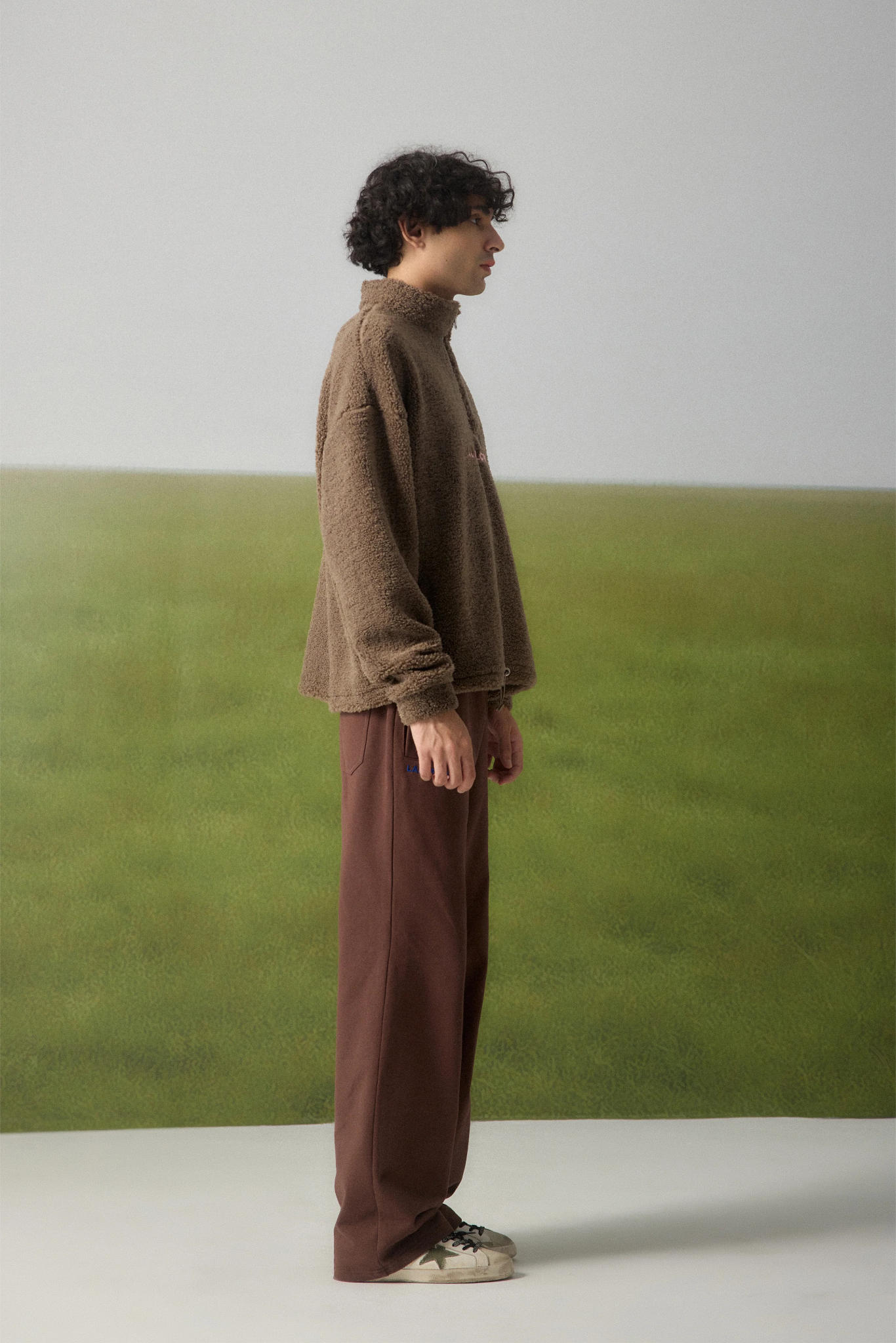 LALA GREEN OVERSIZED SHERPA JUMPER