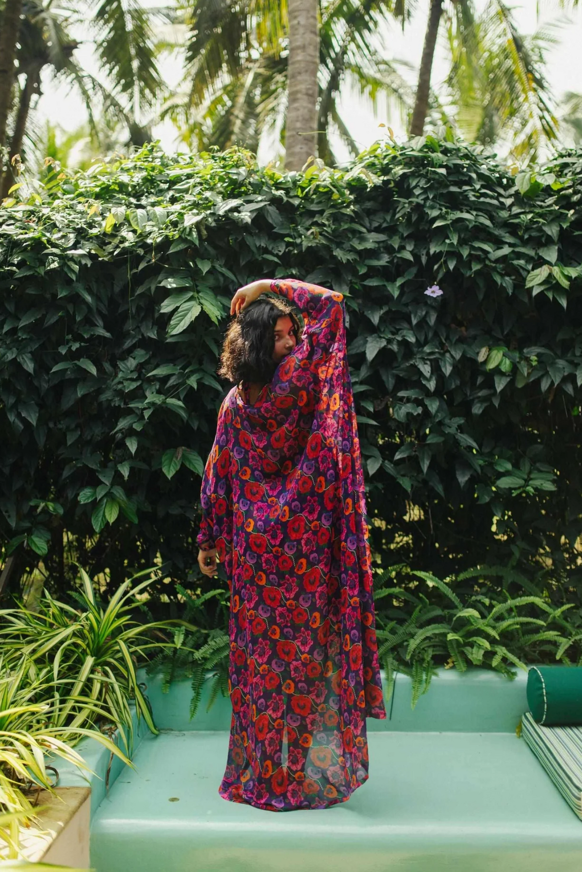 Oriental Poppy Front Open Kaftan
