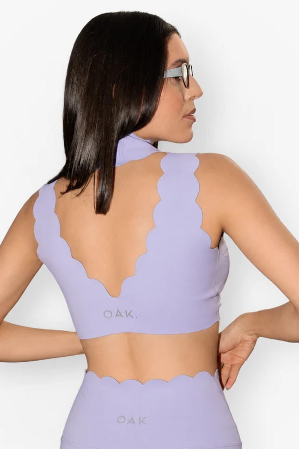The Scallop High Neck Top in Lilac