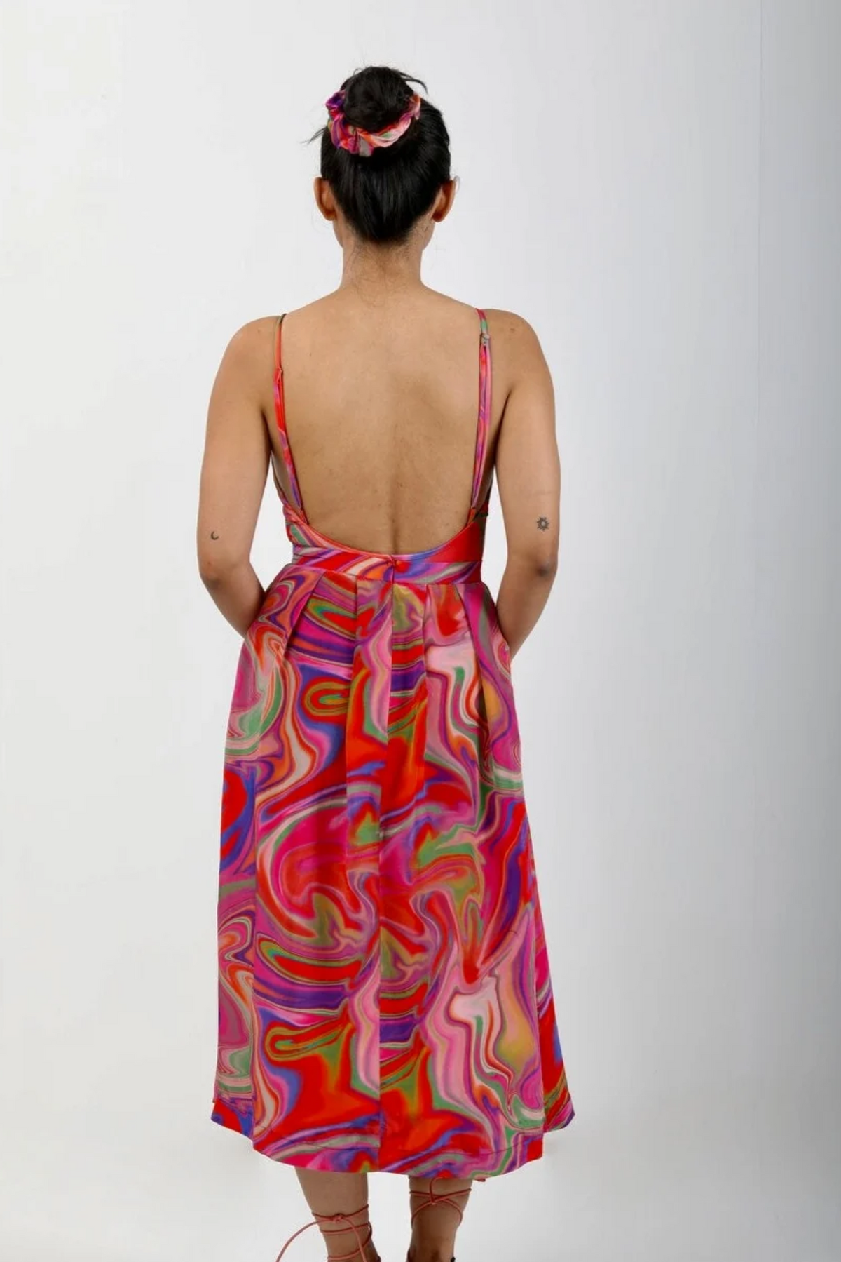 Low Back One Piece Swimsuit - Candy Wave
