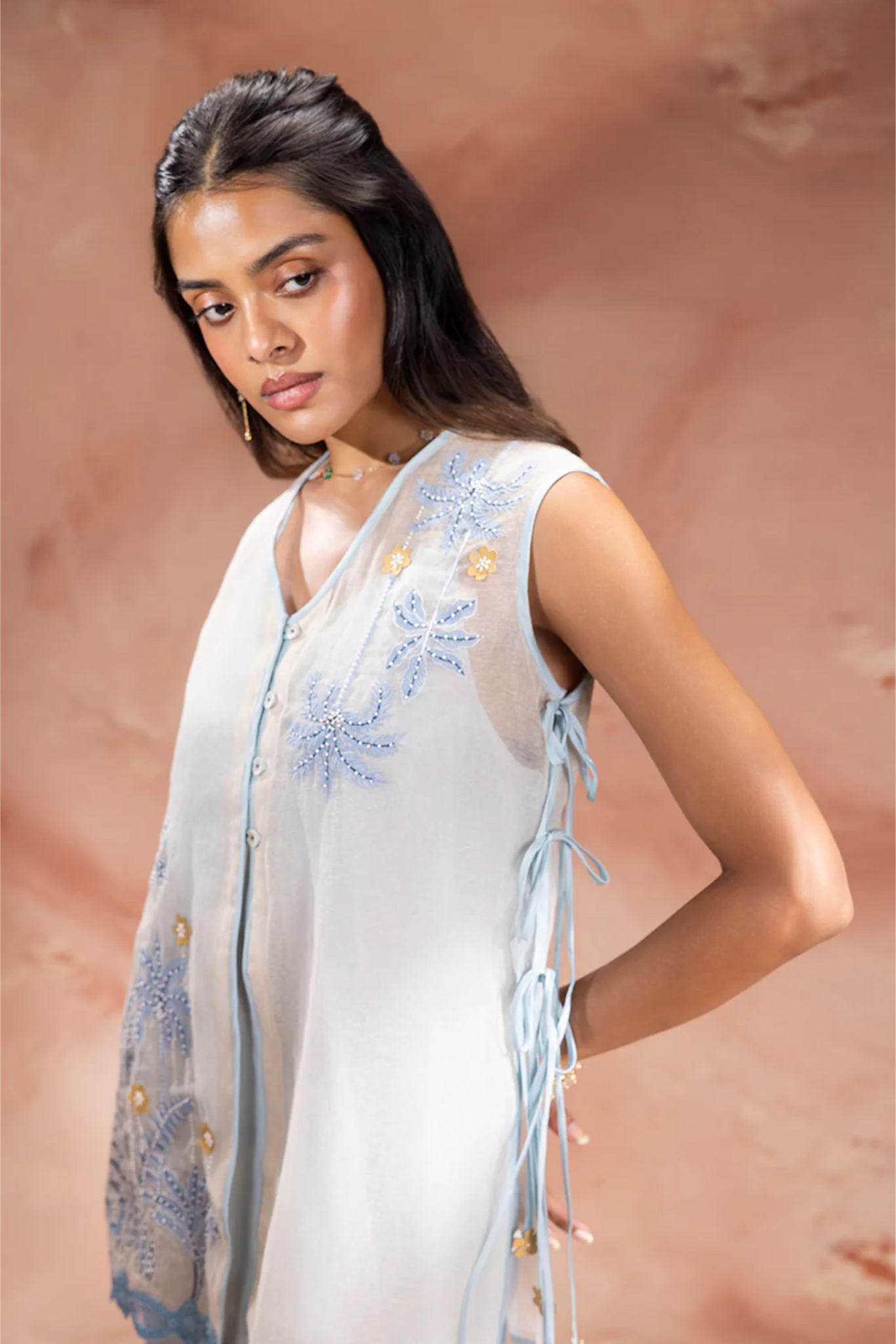 Alisa Embroidered Tie-Up Top & Pants