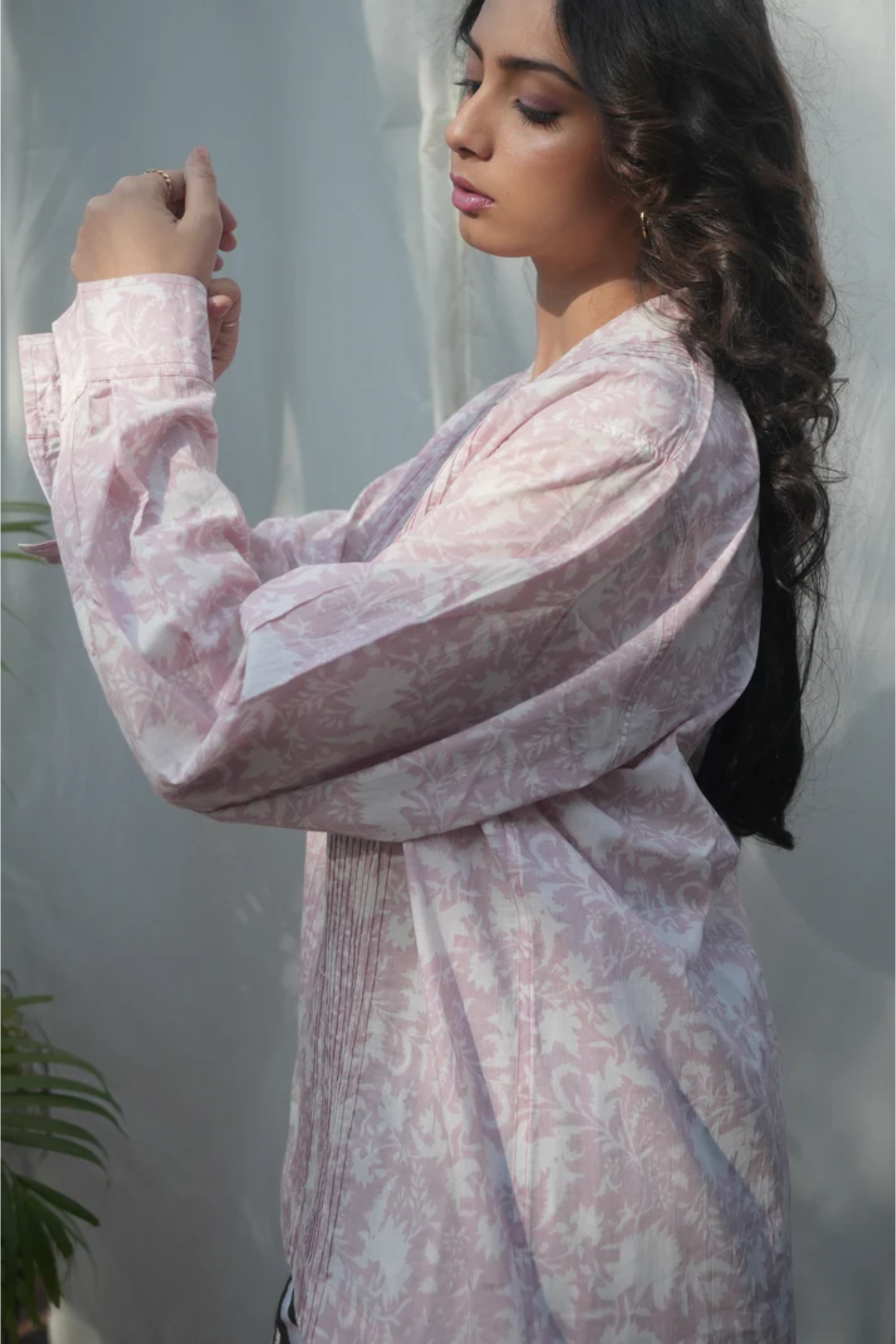 Kiro Cuban Collar Shirt - Blush Pink