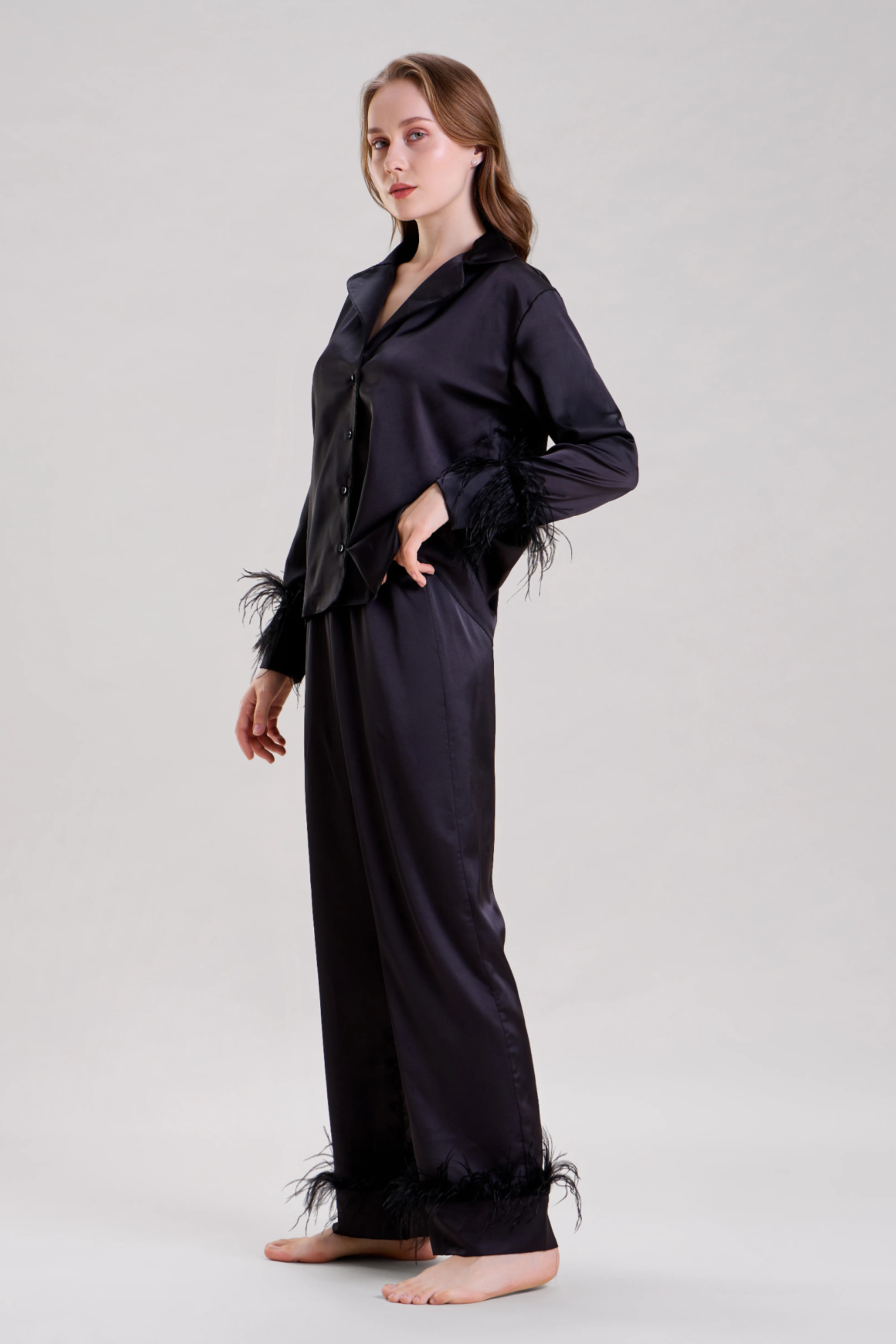 Midnight Black Feather Nightsuit