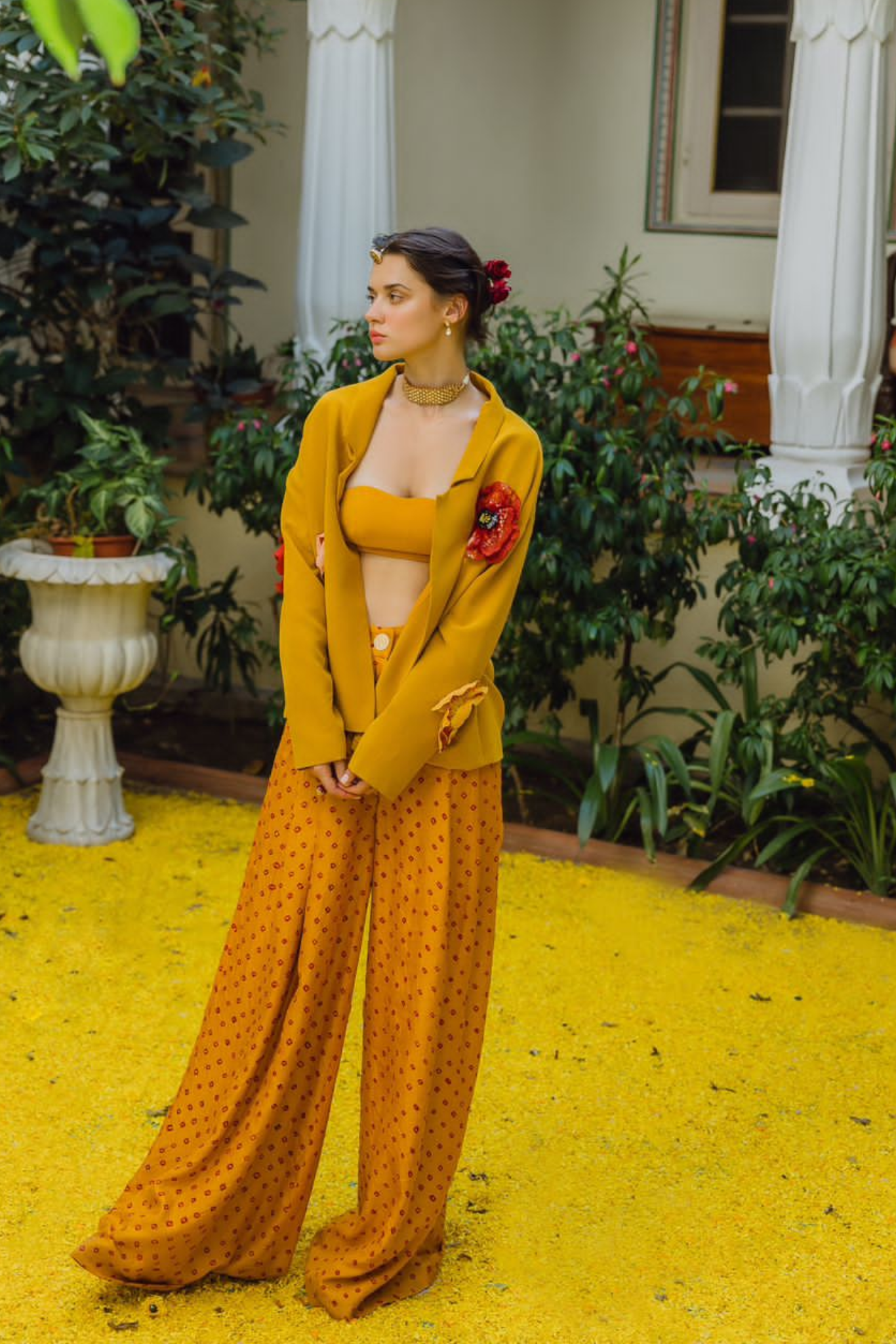 MARIGOLD AND POPPIES BANDHINI SET