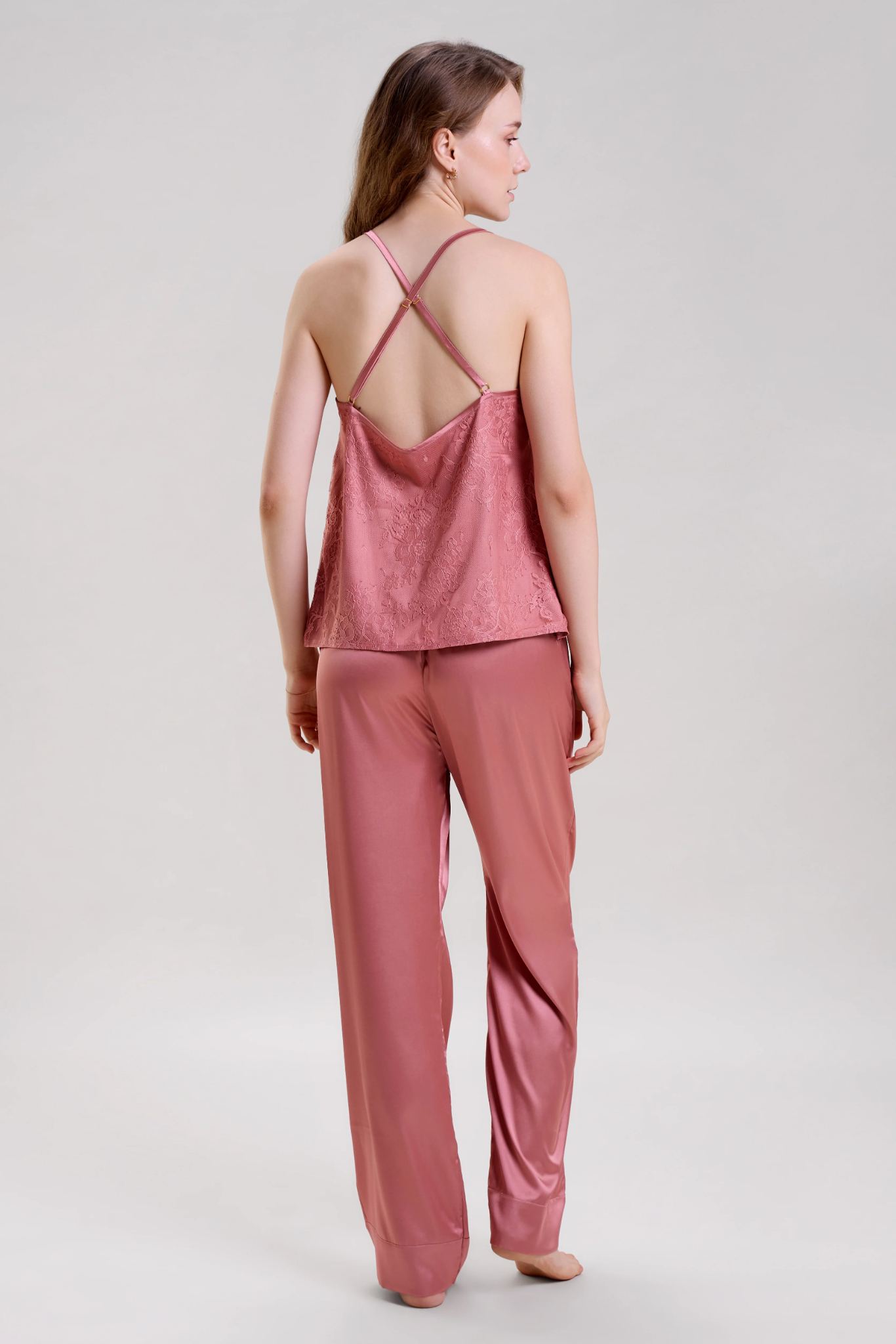 Blush Pink Lace Cami Top and pyjama set