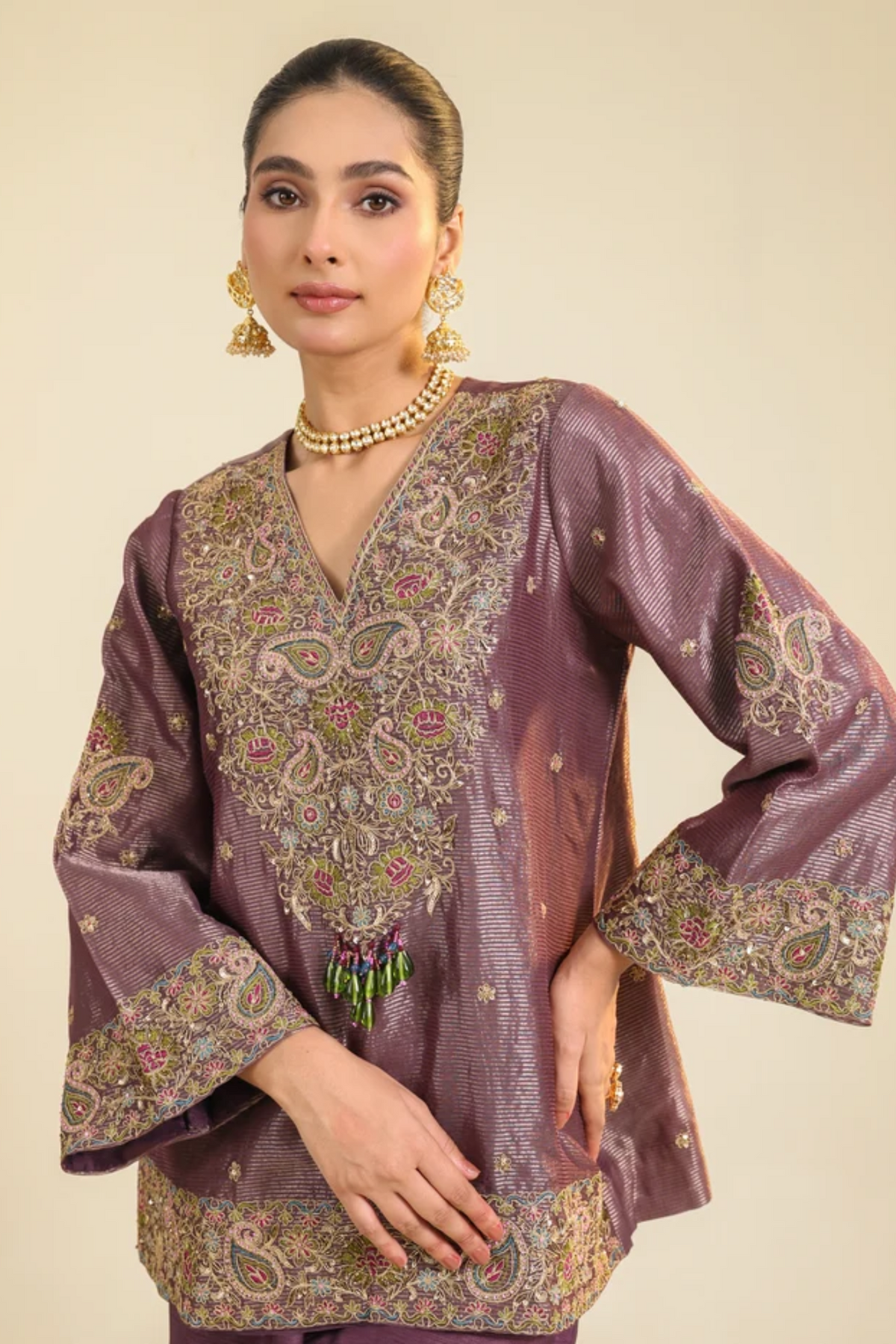 Purple Stripe Farha Co-ord Set