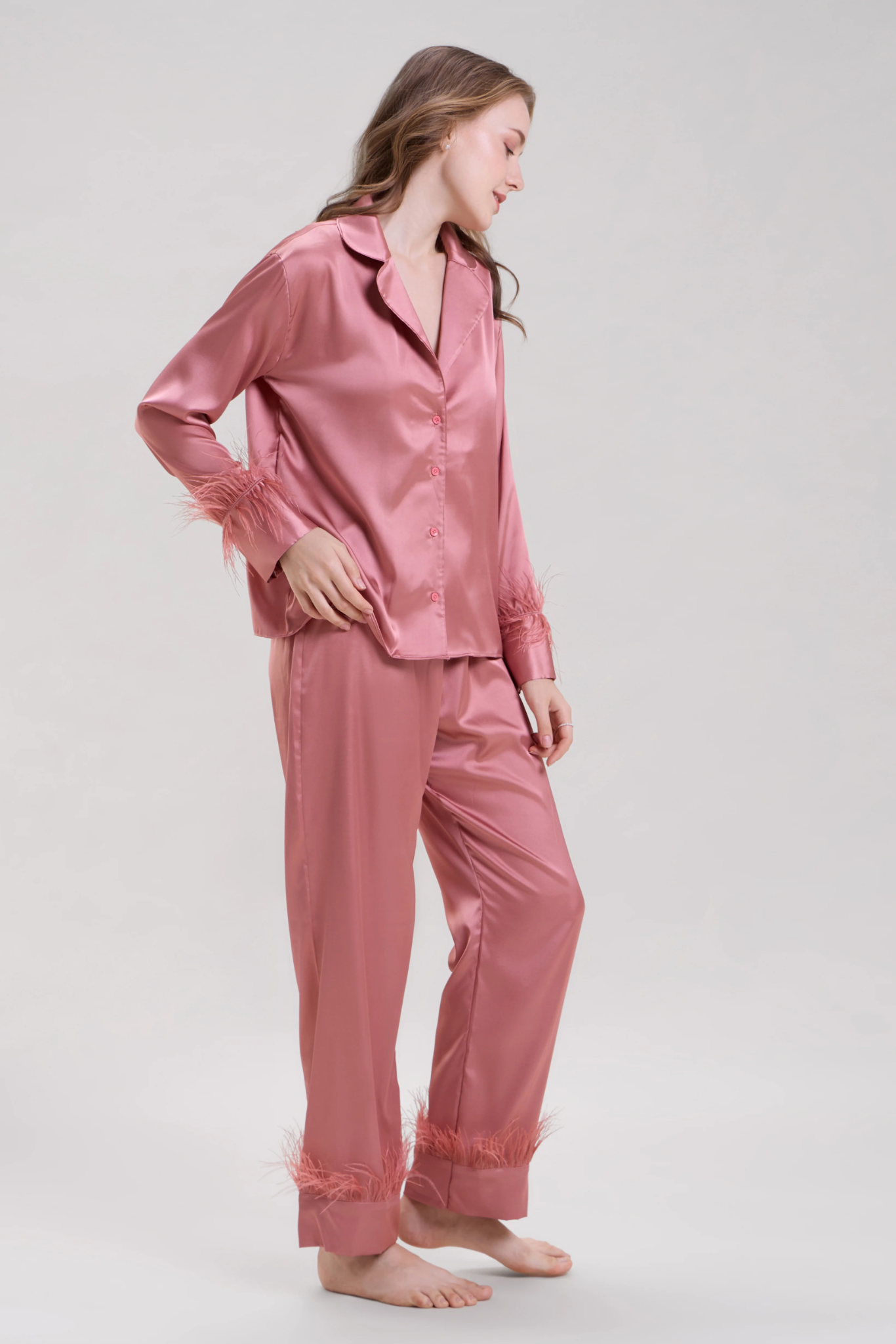 Blush Pink Feather Nightsuit