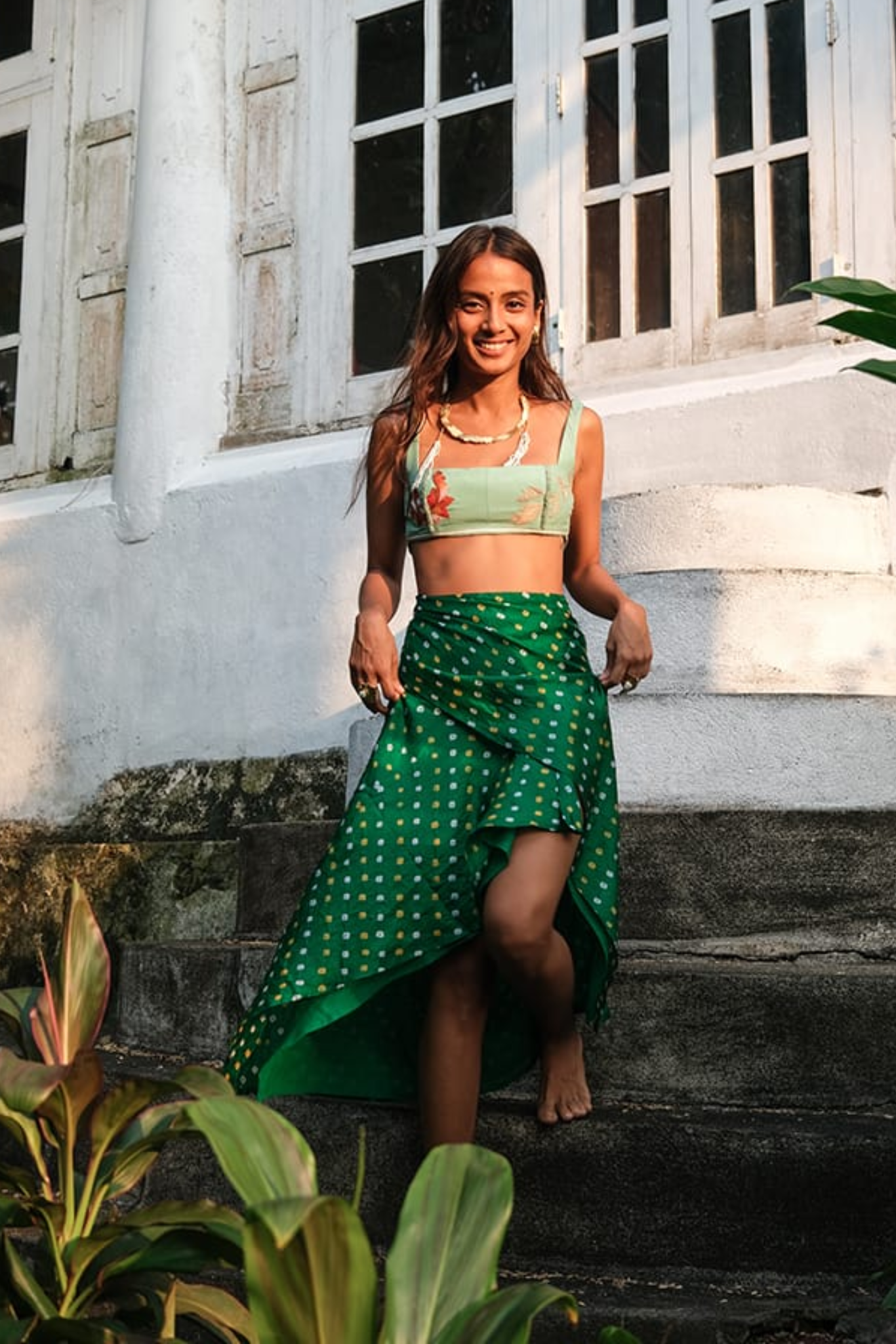 EMERALD WRAP SPORT STRIPE BRALETTE