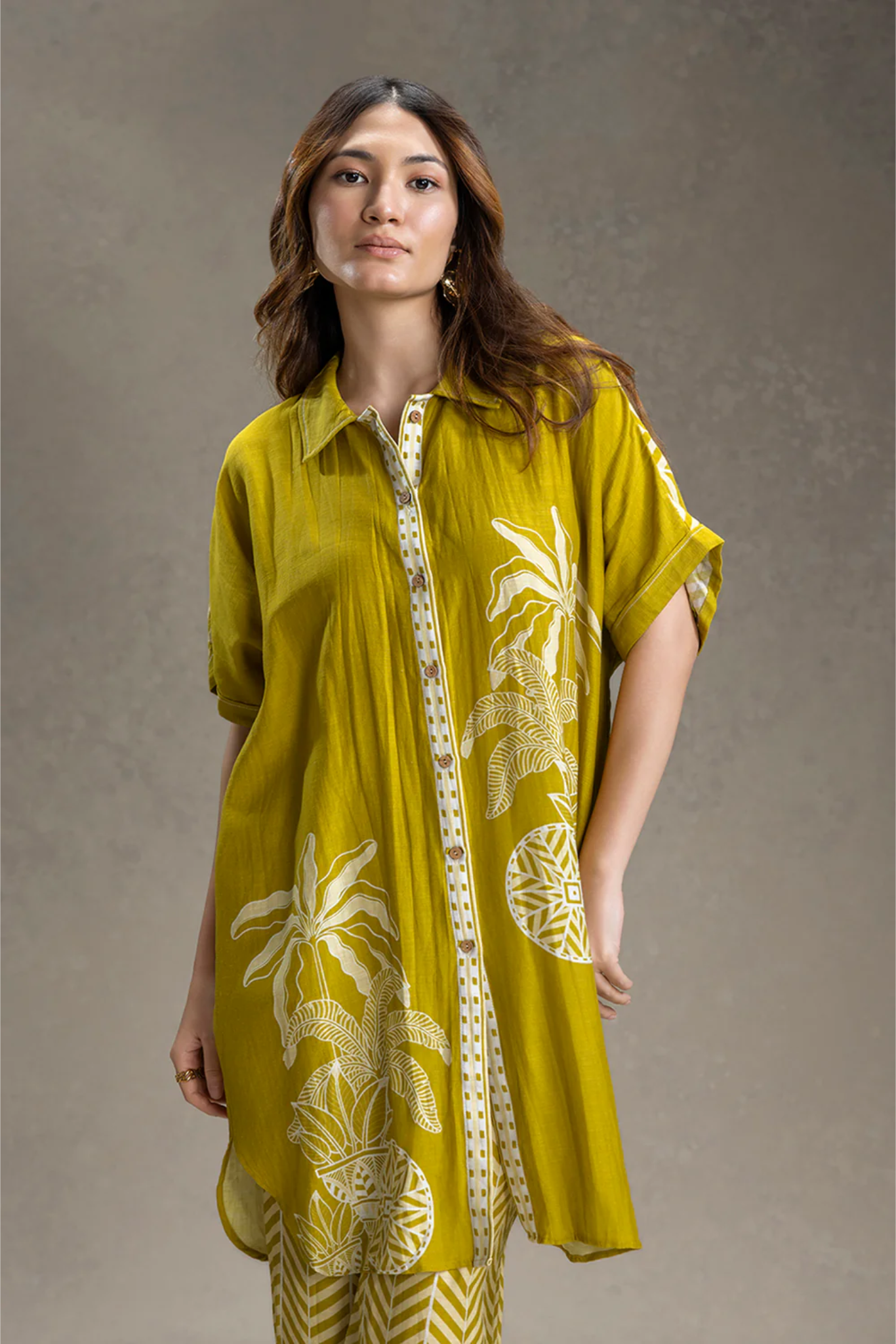Kyomi Printed Kimono Kurta Set