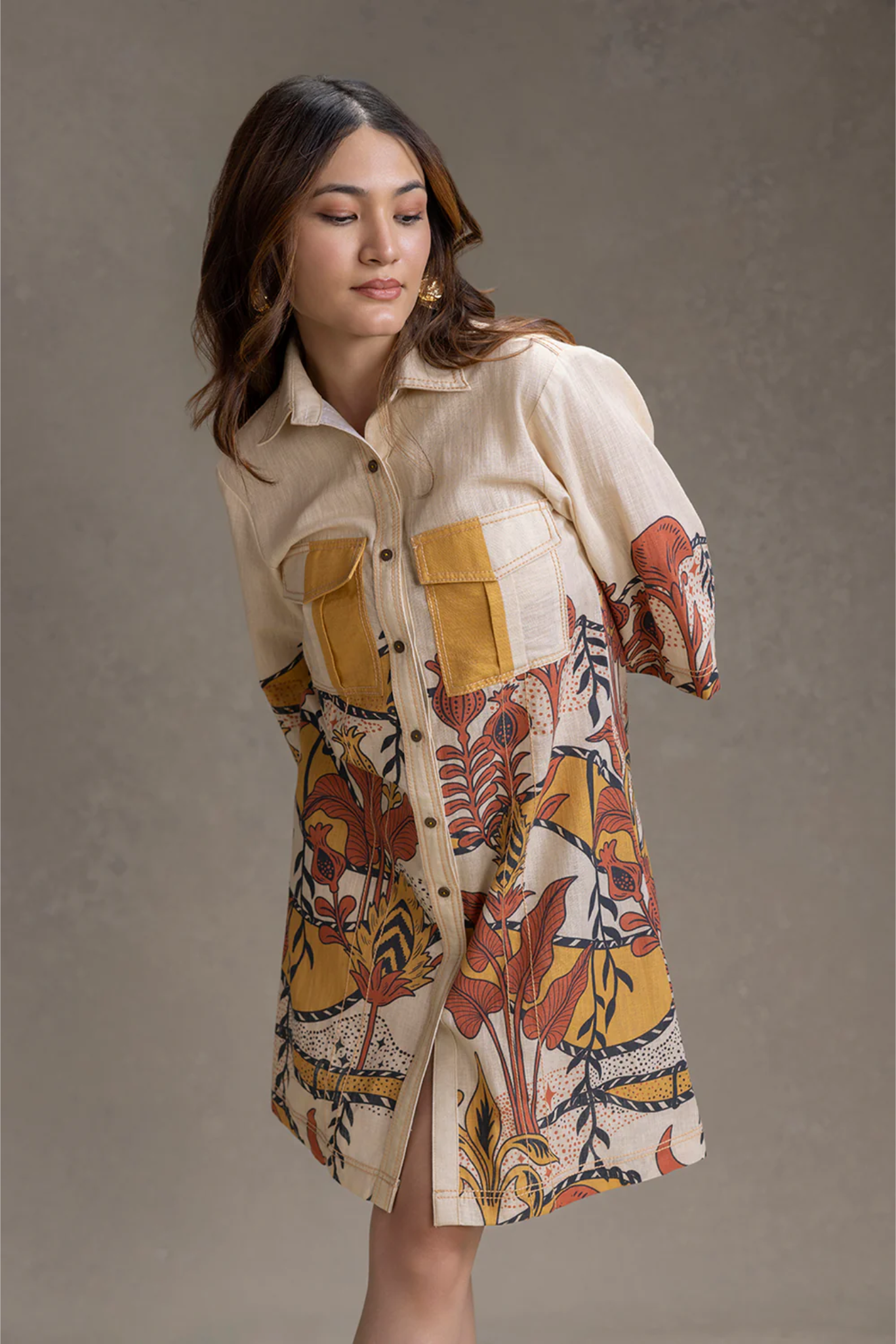 Naomi  Printed Boxy Shirt Dress