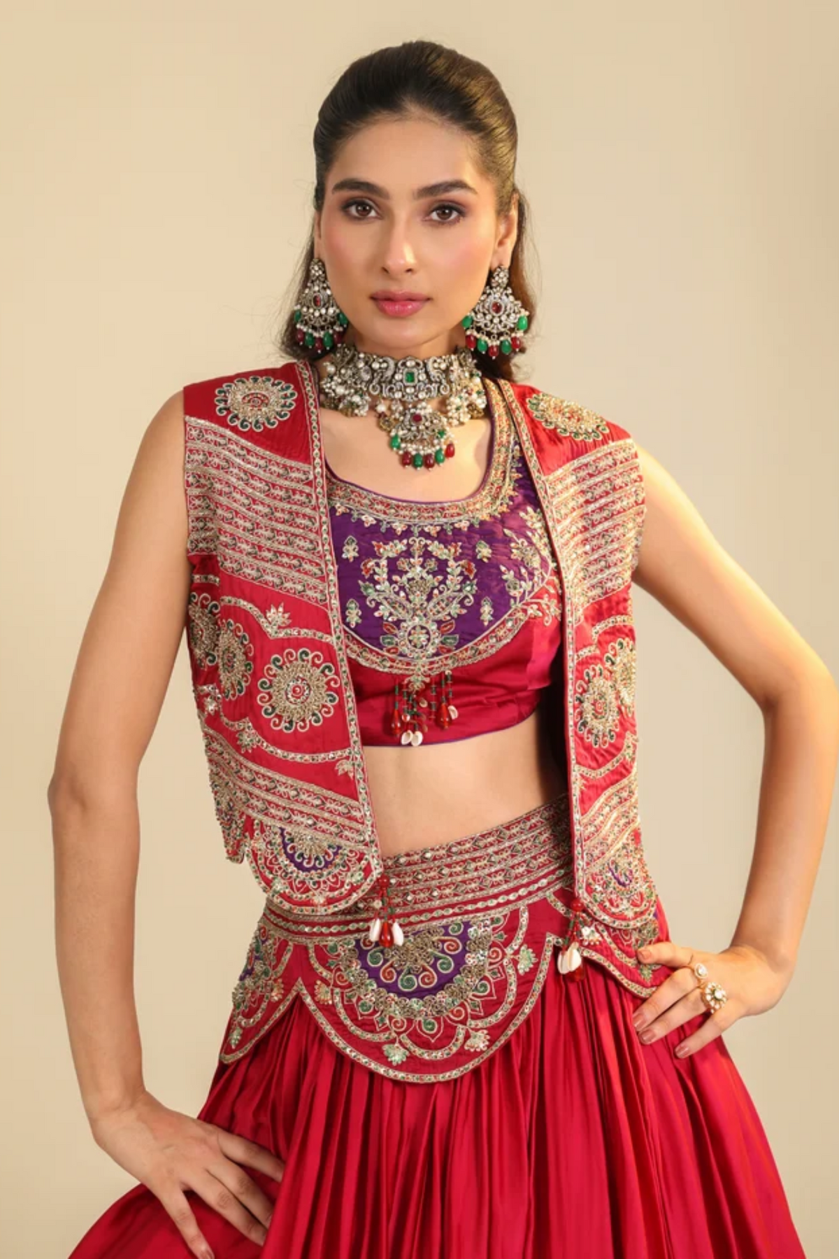 Deep Red Ira Lehenga Set