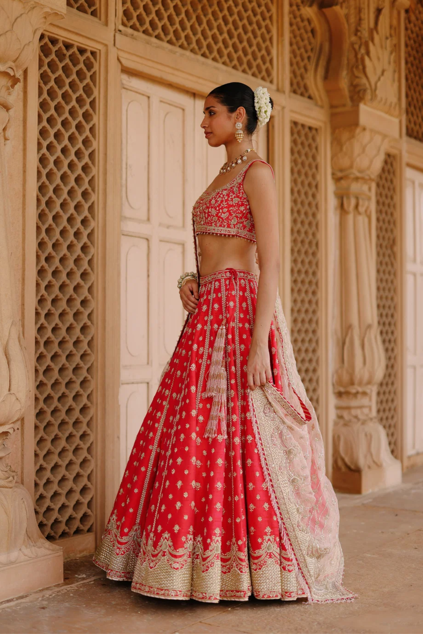 Noorbano - Rani Hot Pink Lehenga Set With Blouse & Dupatta