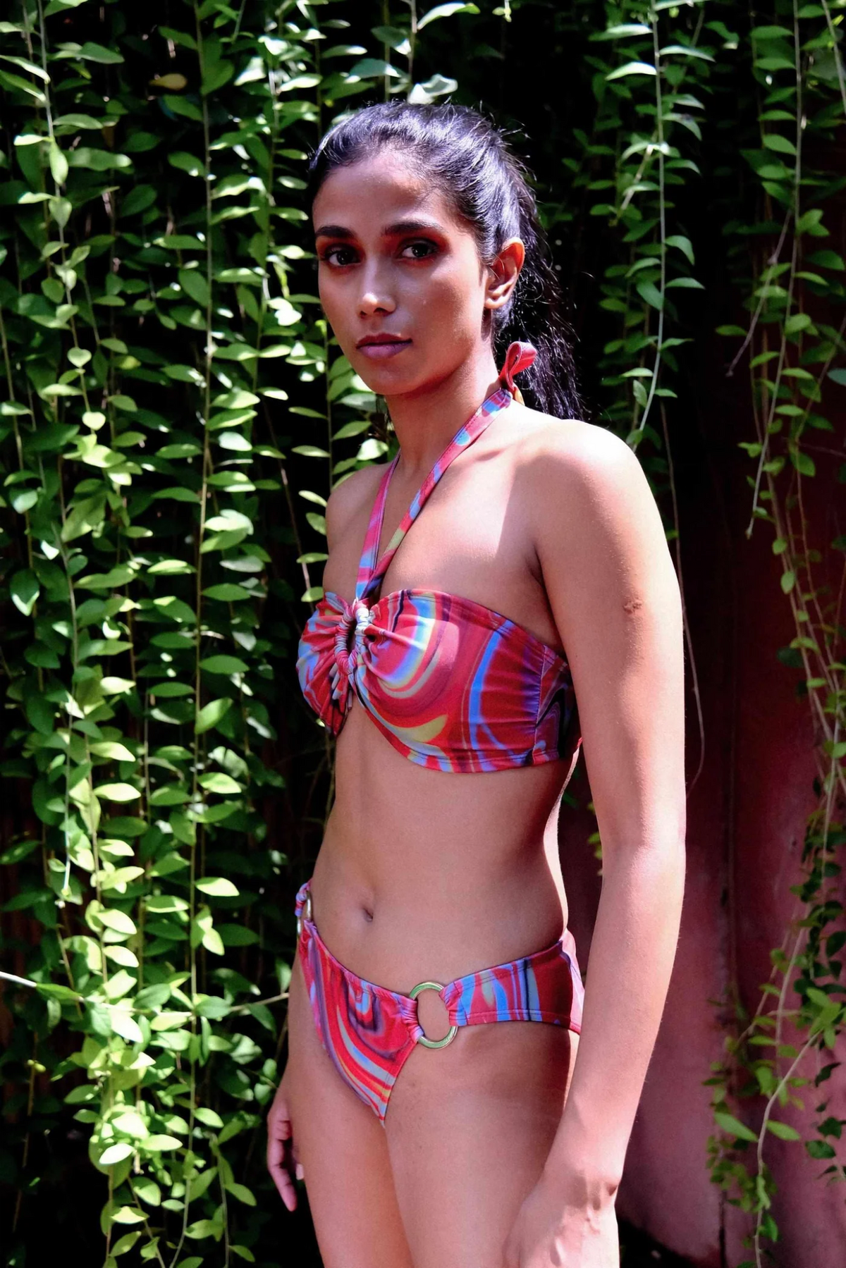 Cayenne Wave Ring Bikini Top with Removable Halter String