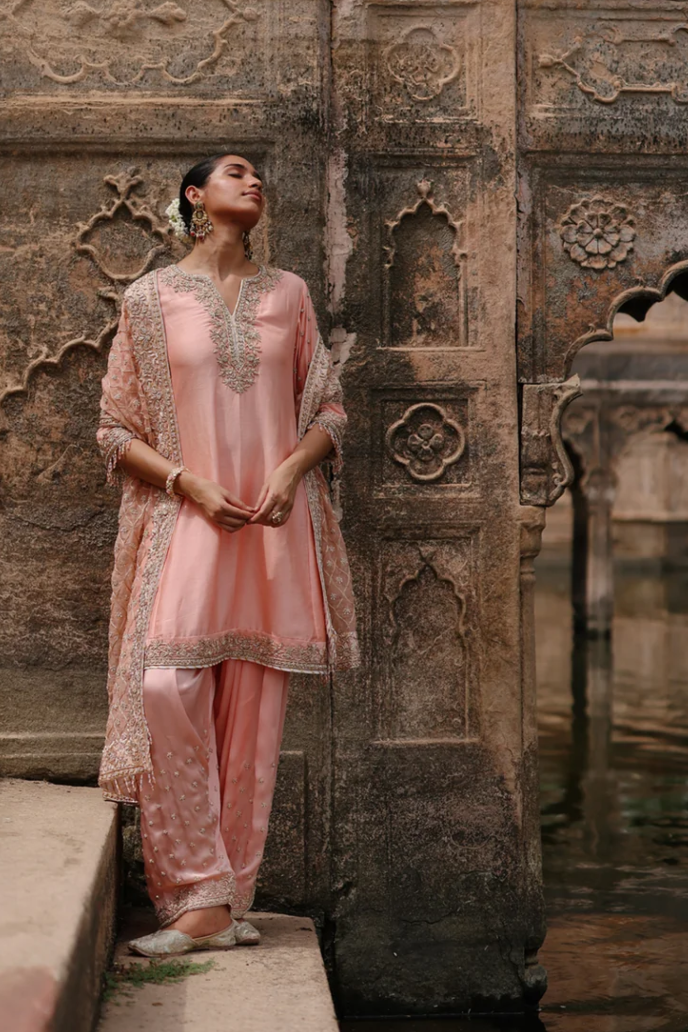 Maham - Pink Anarkali Set with Salwar & Dupatta