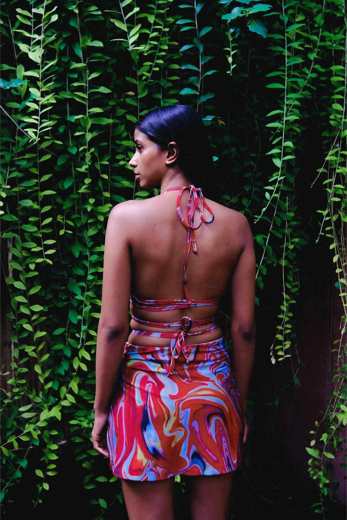 Cayenne Wave Triangle Bikini Top with Wrap Around String