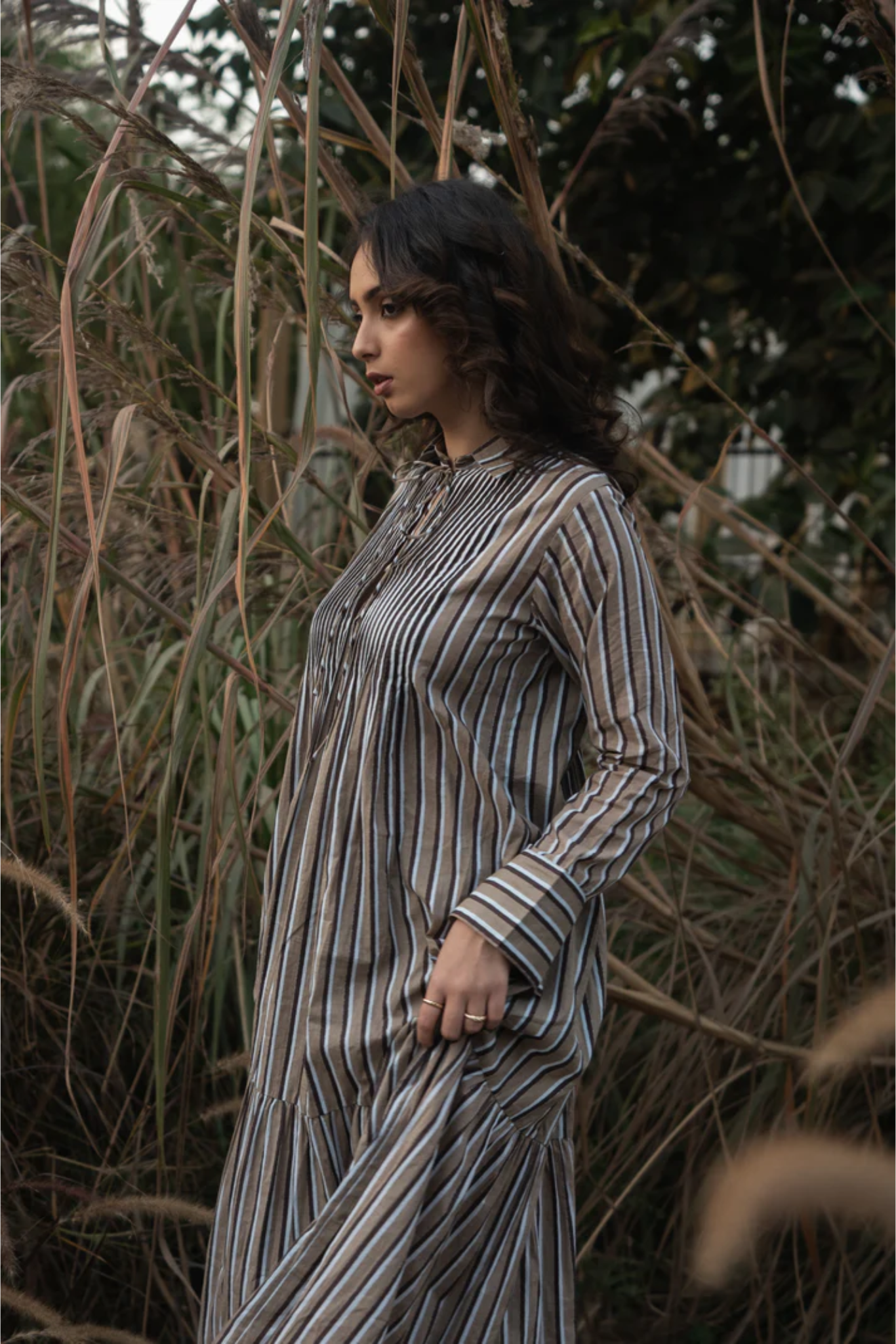 Akari Striped Dress - Brown