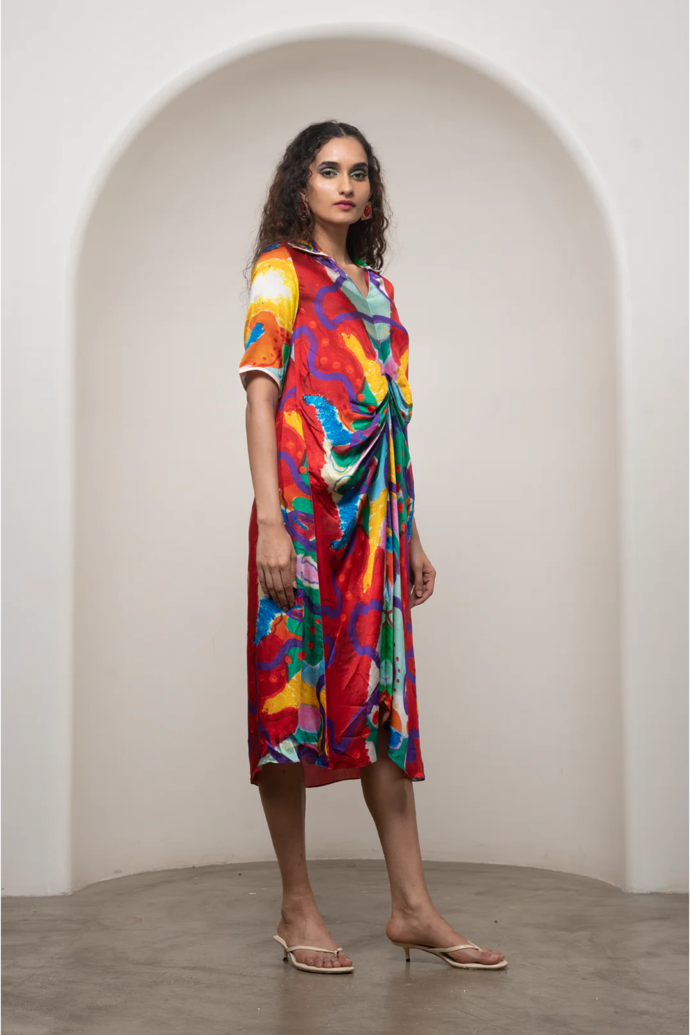 Alya Draped Shirt Dress