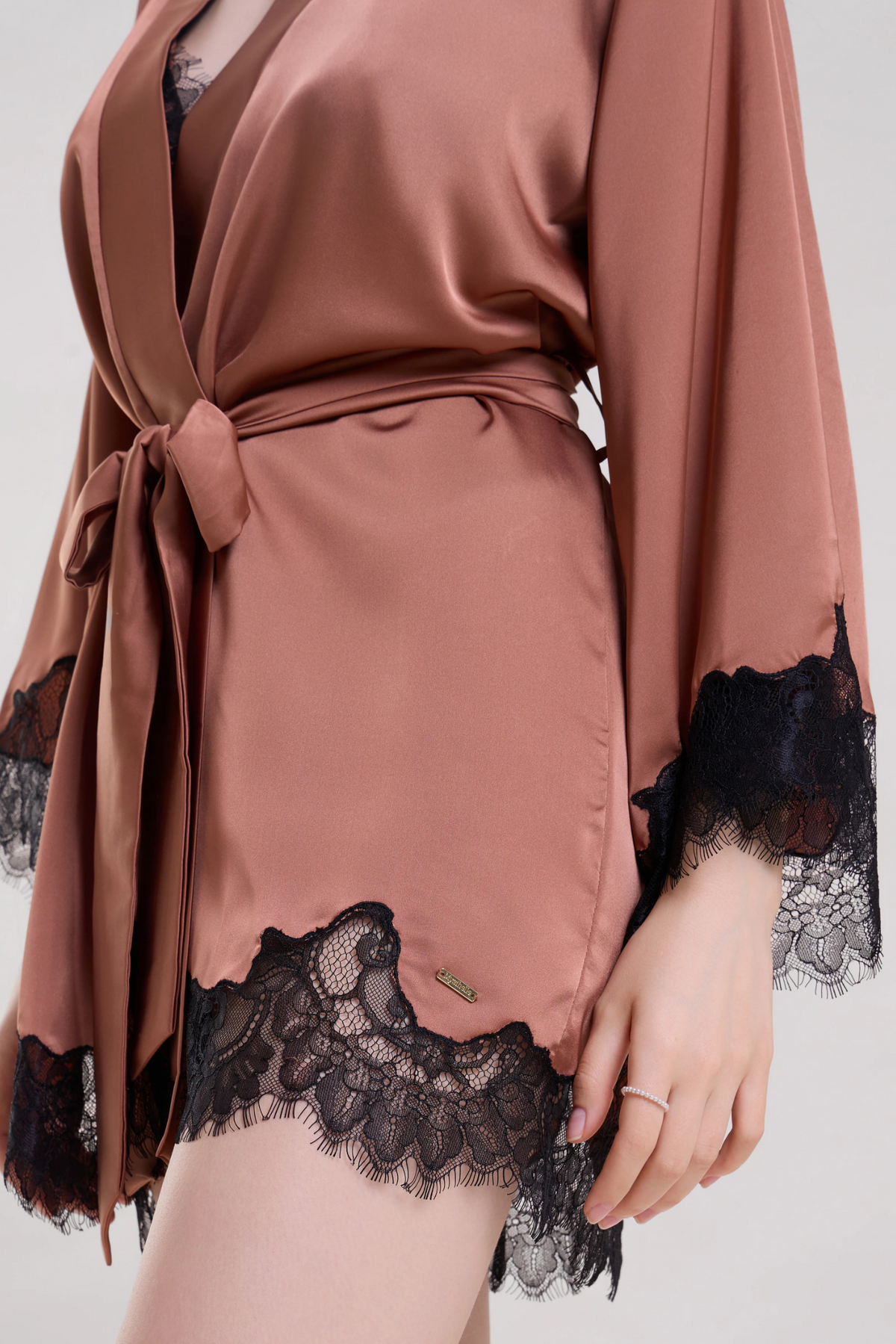 Bronze Lace & Satin Robe