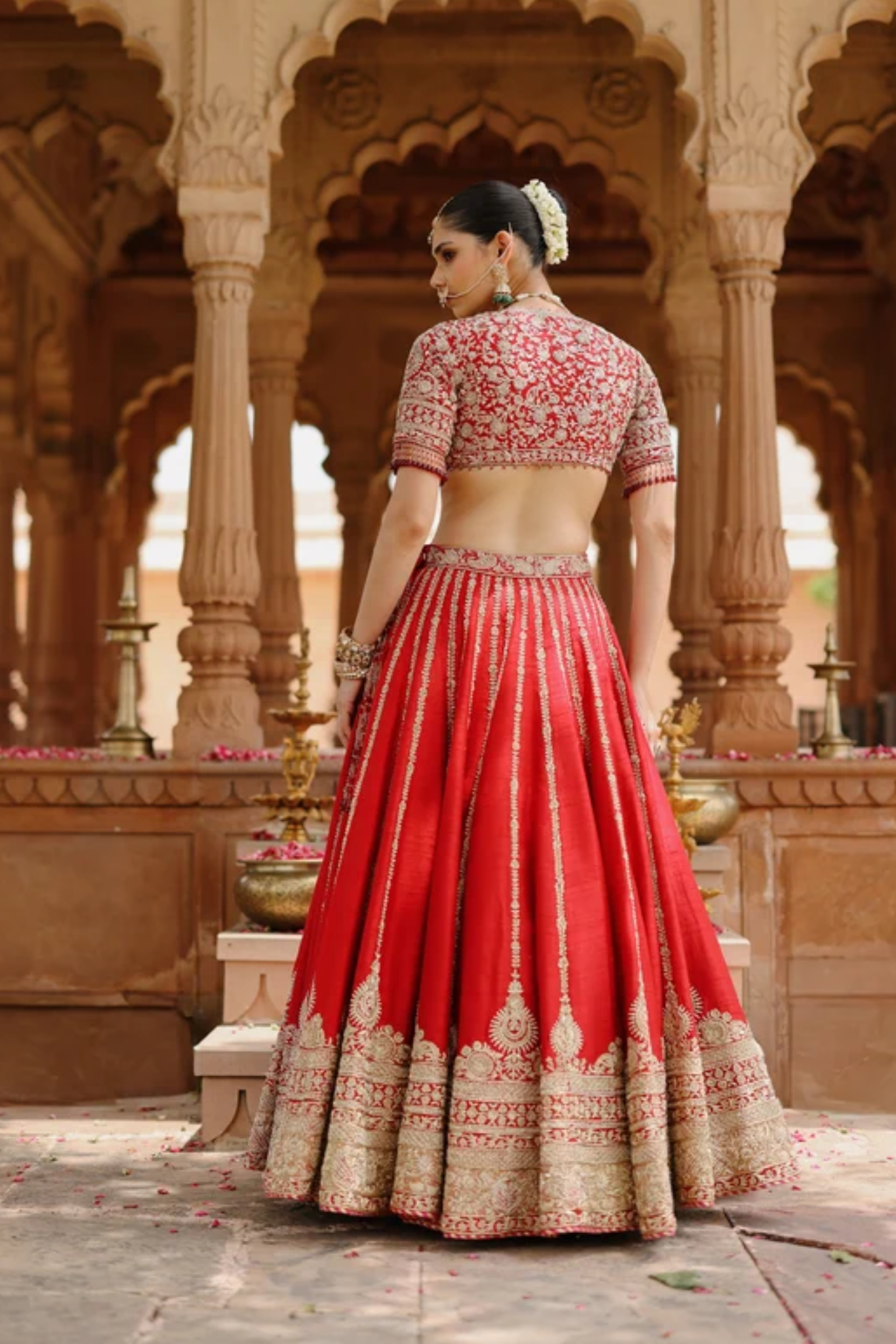 Roha - Deep Red Lehenga Set with Blouse & Dupatta