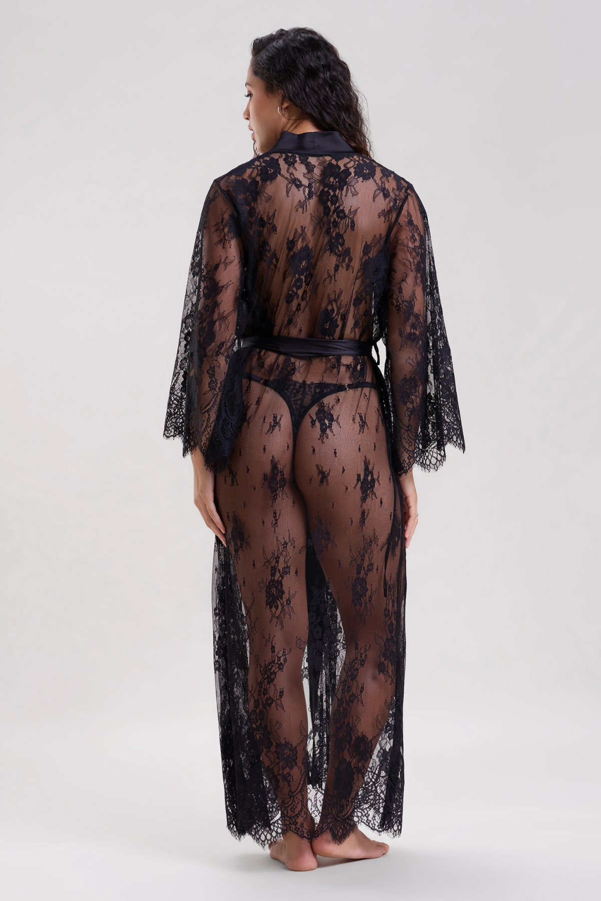 Black Lace Robe - Long