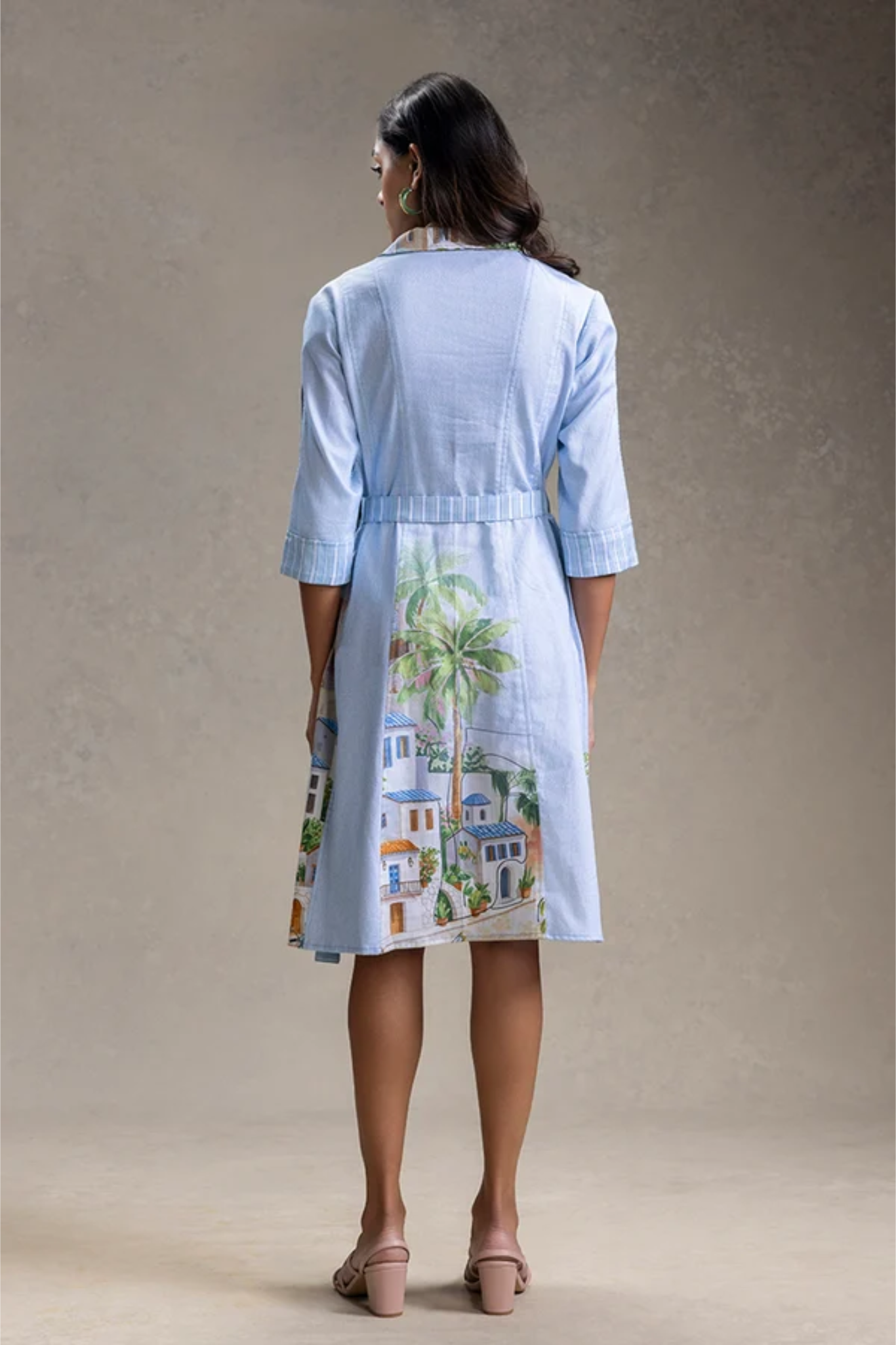 Reviera Printed Paneled Flared Dress