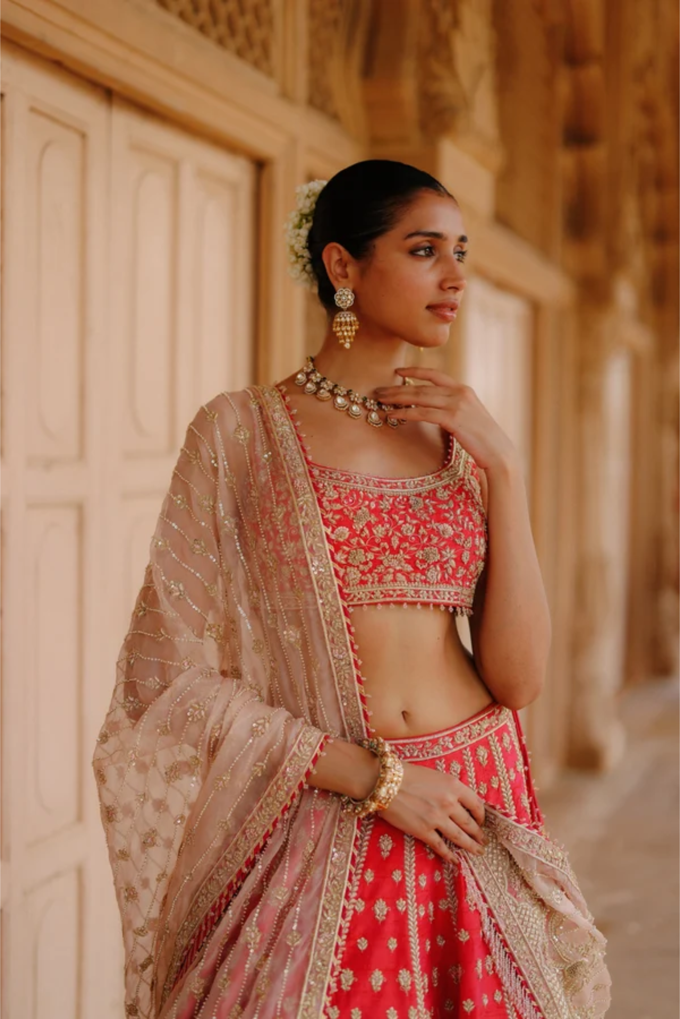 Noorbano - Rani Hot Pink Lehenga Set With Blouse & Dupatta