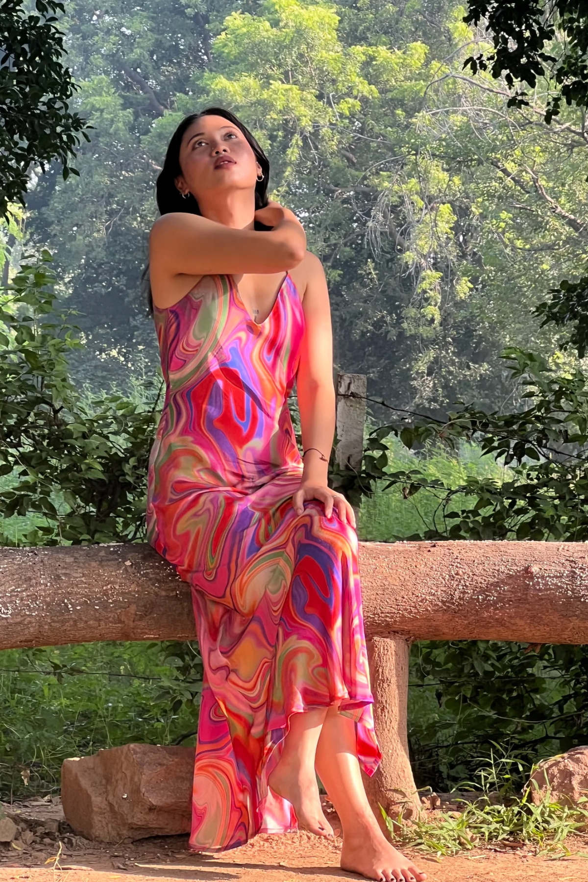 Satin Slip Dress - Candy Wave