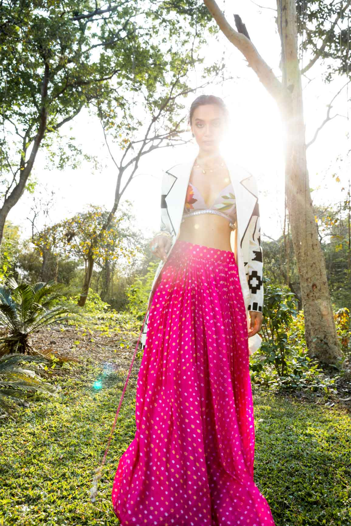 PINK BANDHINI, LILACS AND AZTEC
