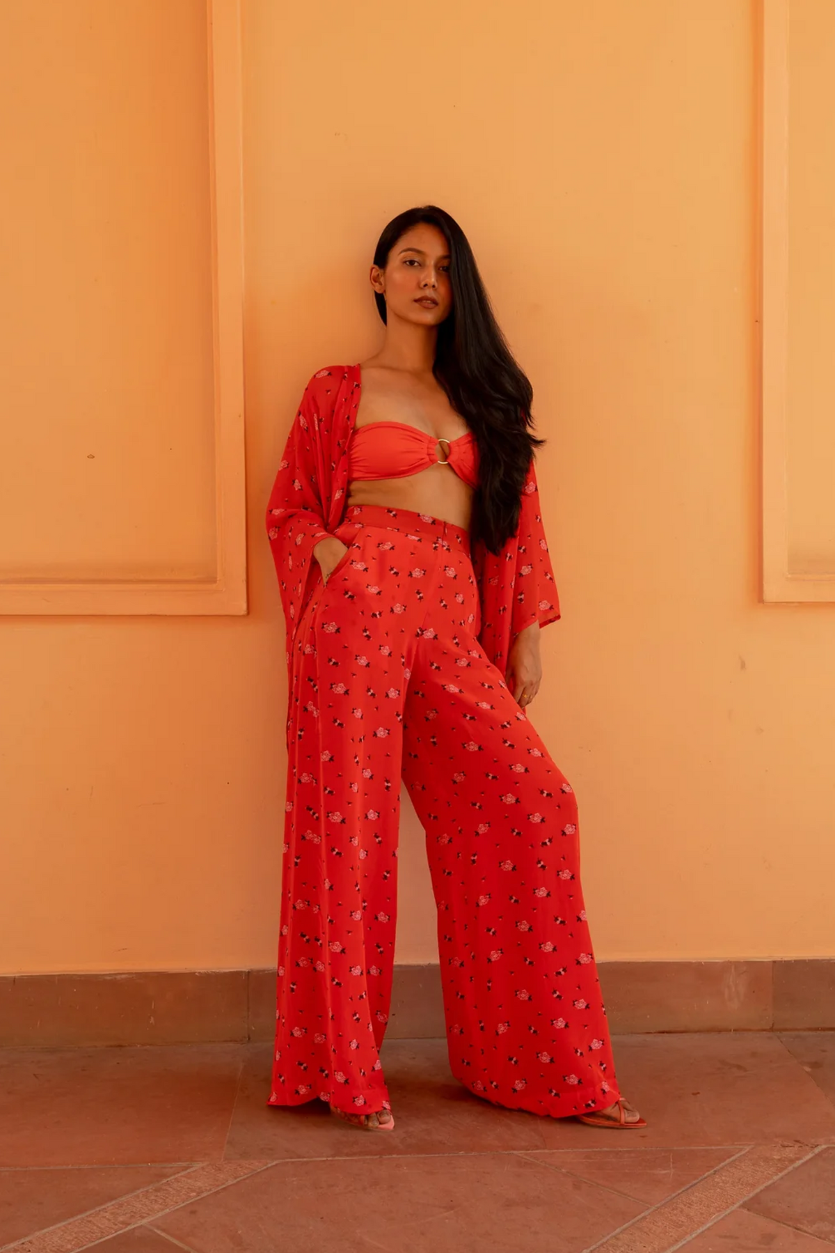 Trousers with Pockets - Carnations