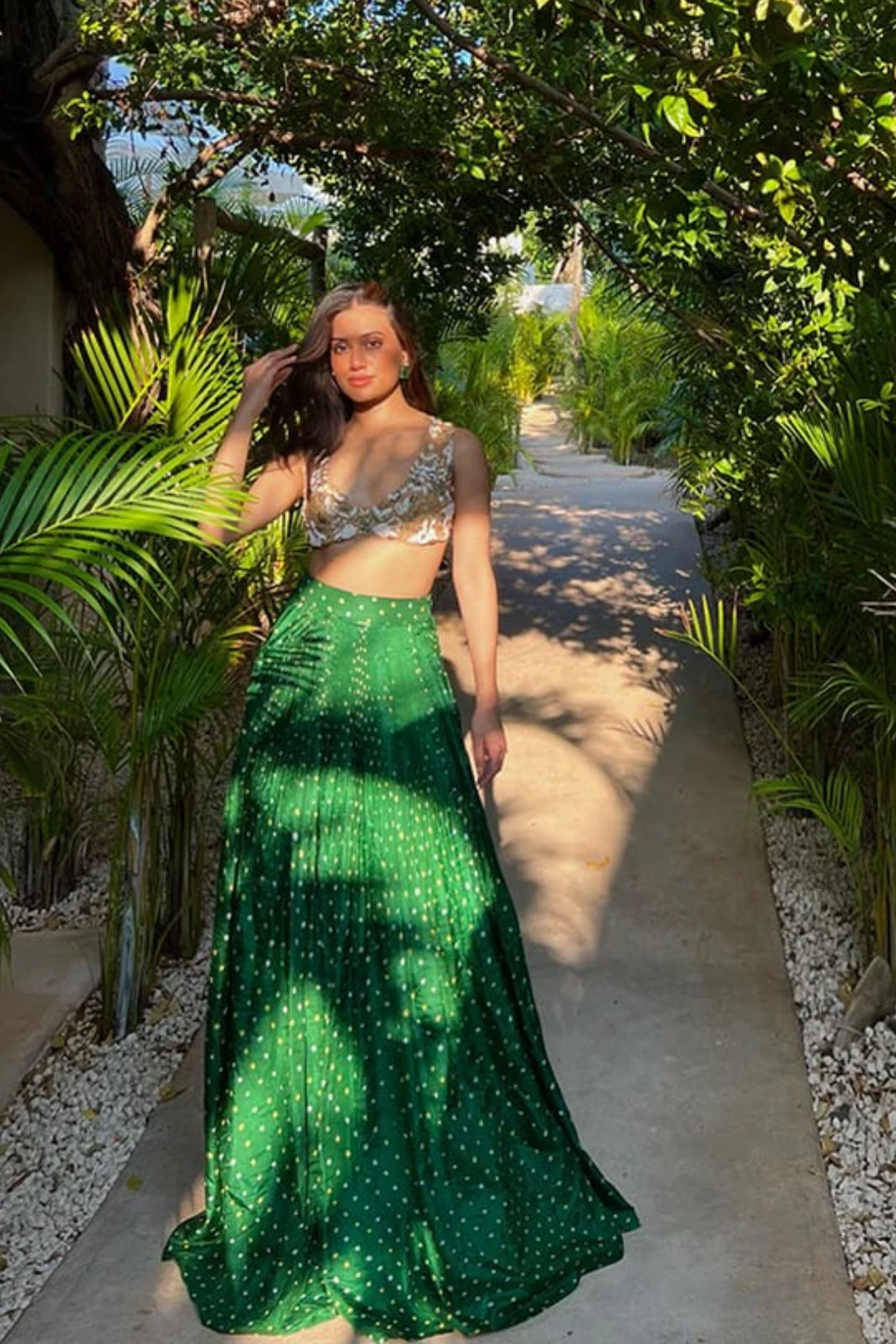 EMERALD BANDHINI, SLINKY NUDE BLOUSE