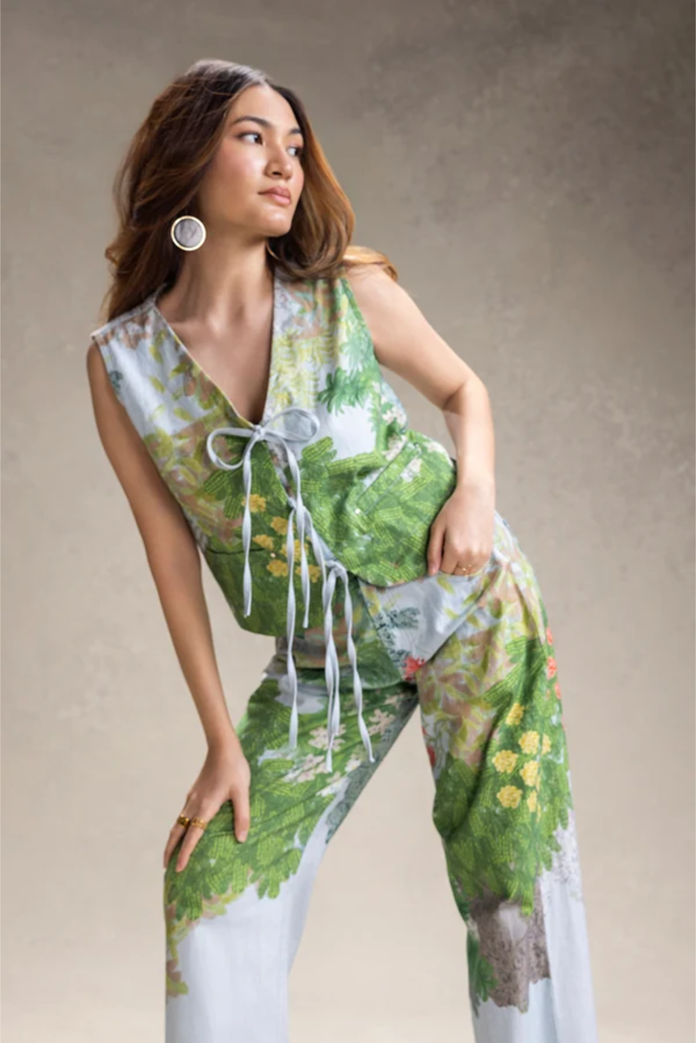 Blume Printed Tie-Up Top and Pants