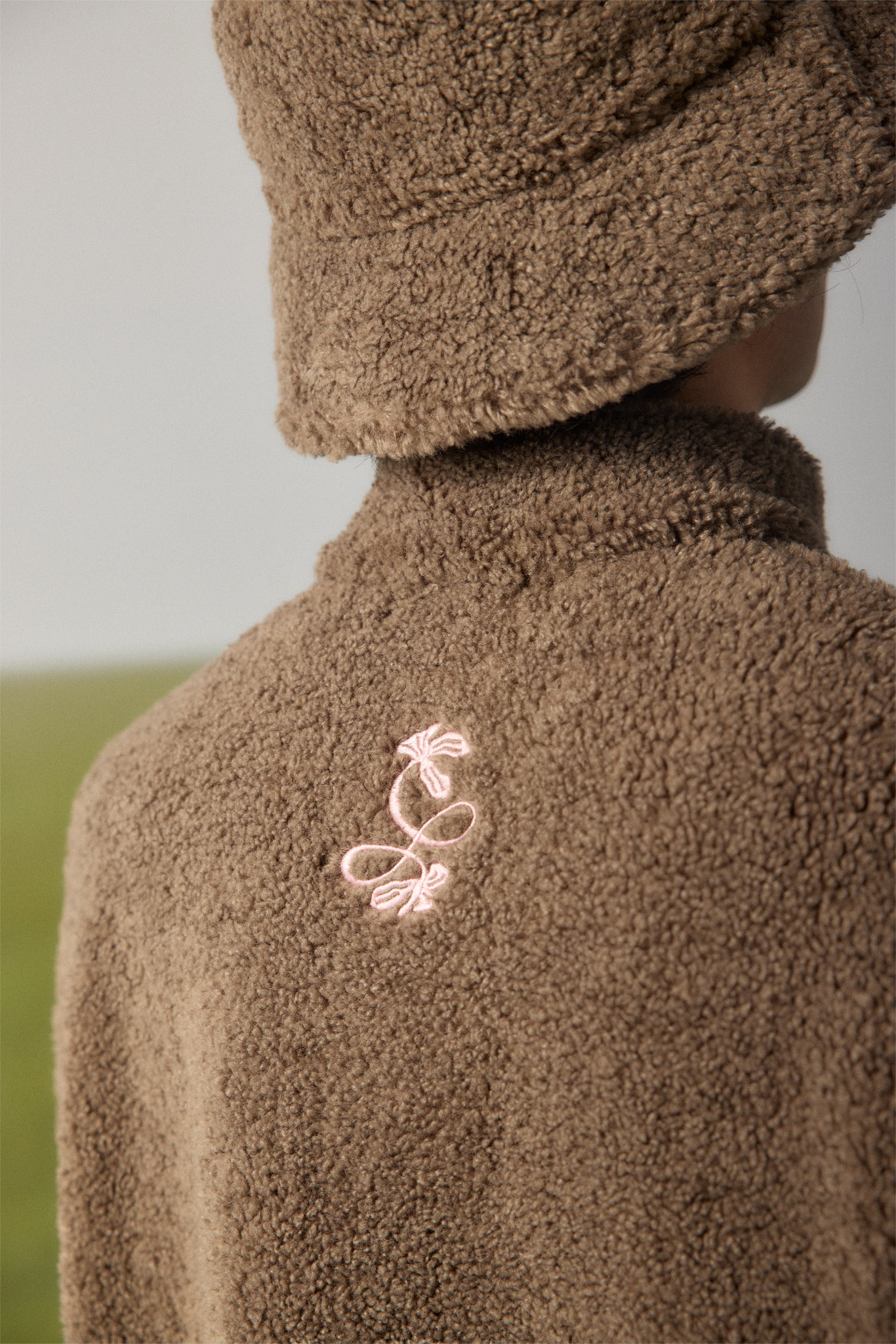 LALA GREEN OVERSIZED SHERPA JUMPER