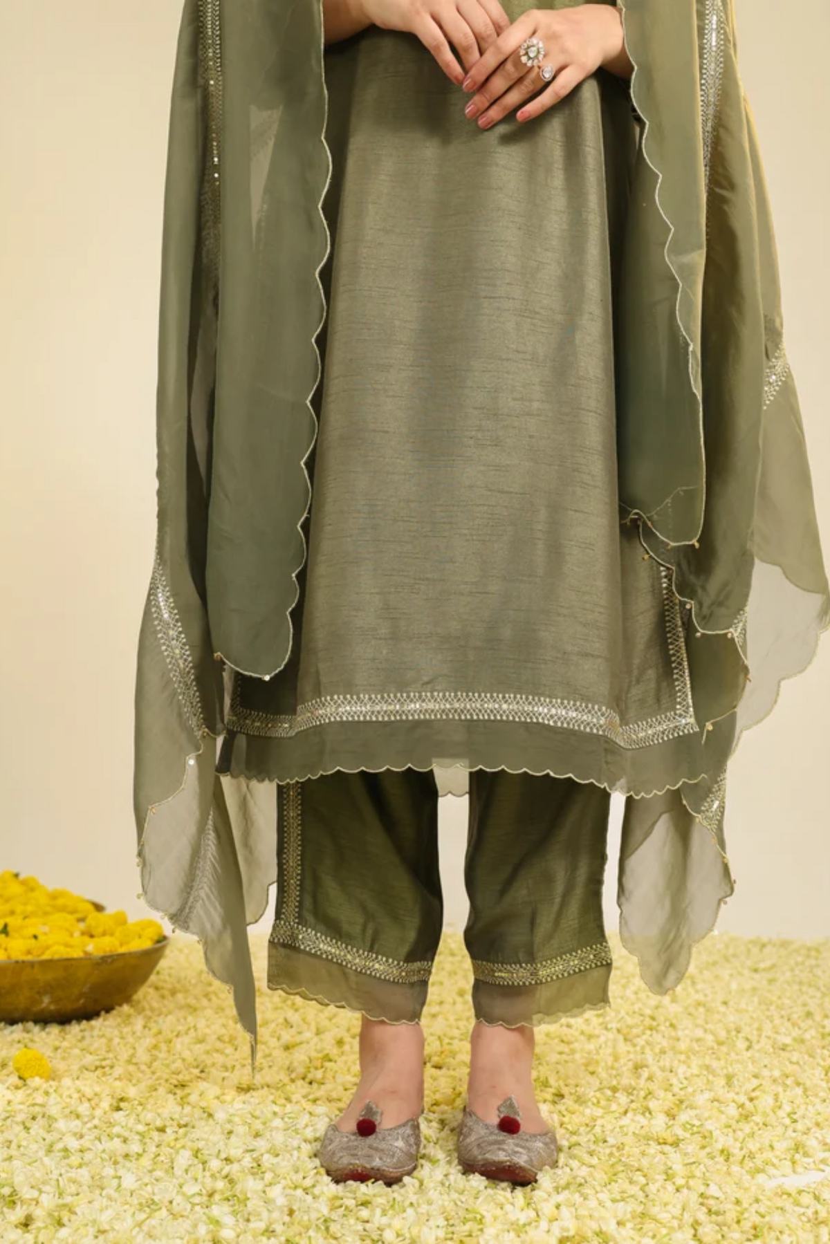 Sage Green Mughal Kurta Set