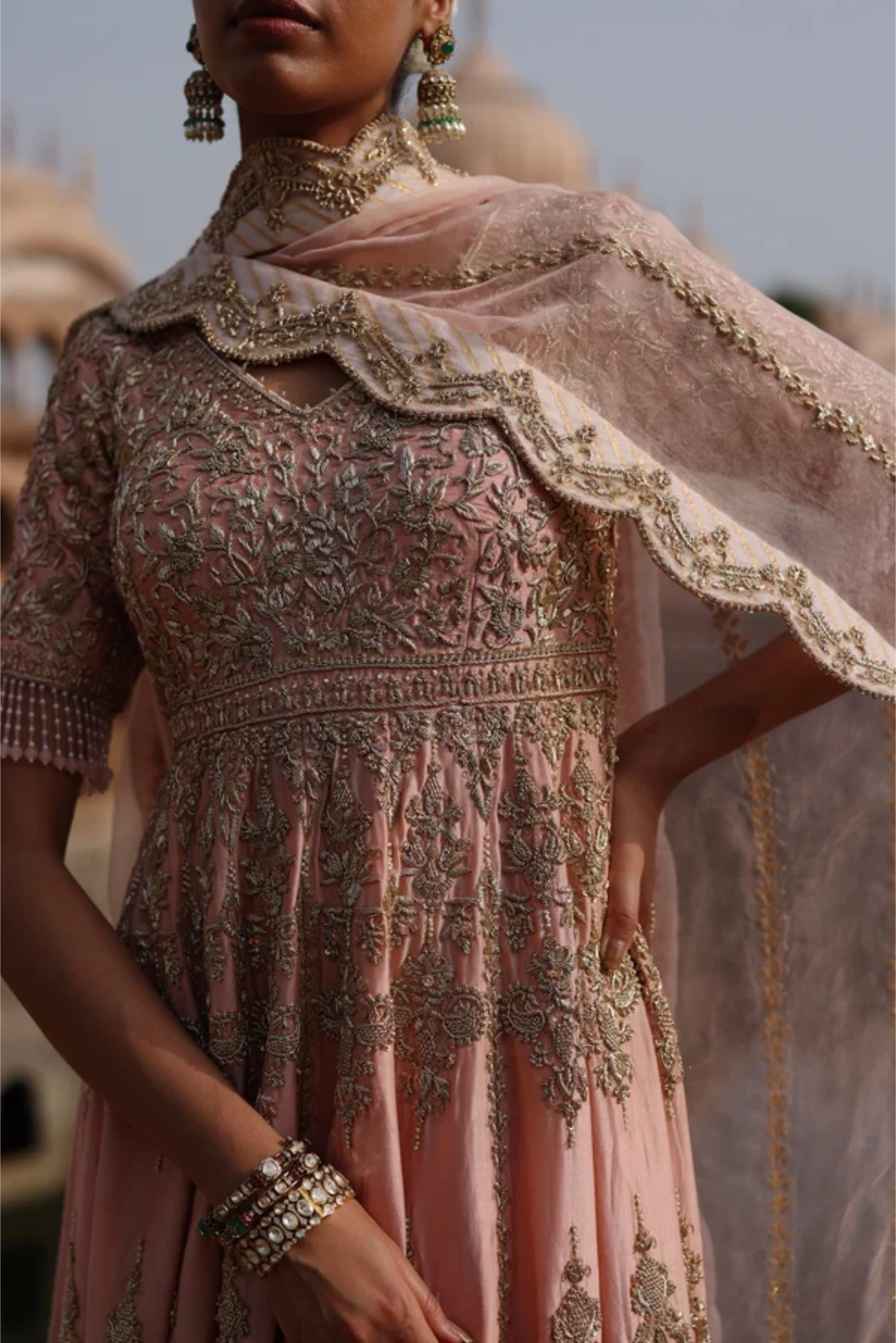 Mahrosh - Pink Kalidaar Anarkali Set With Palazzo & Dupatta