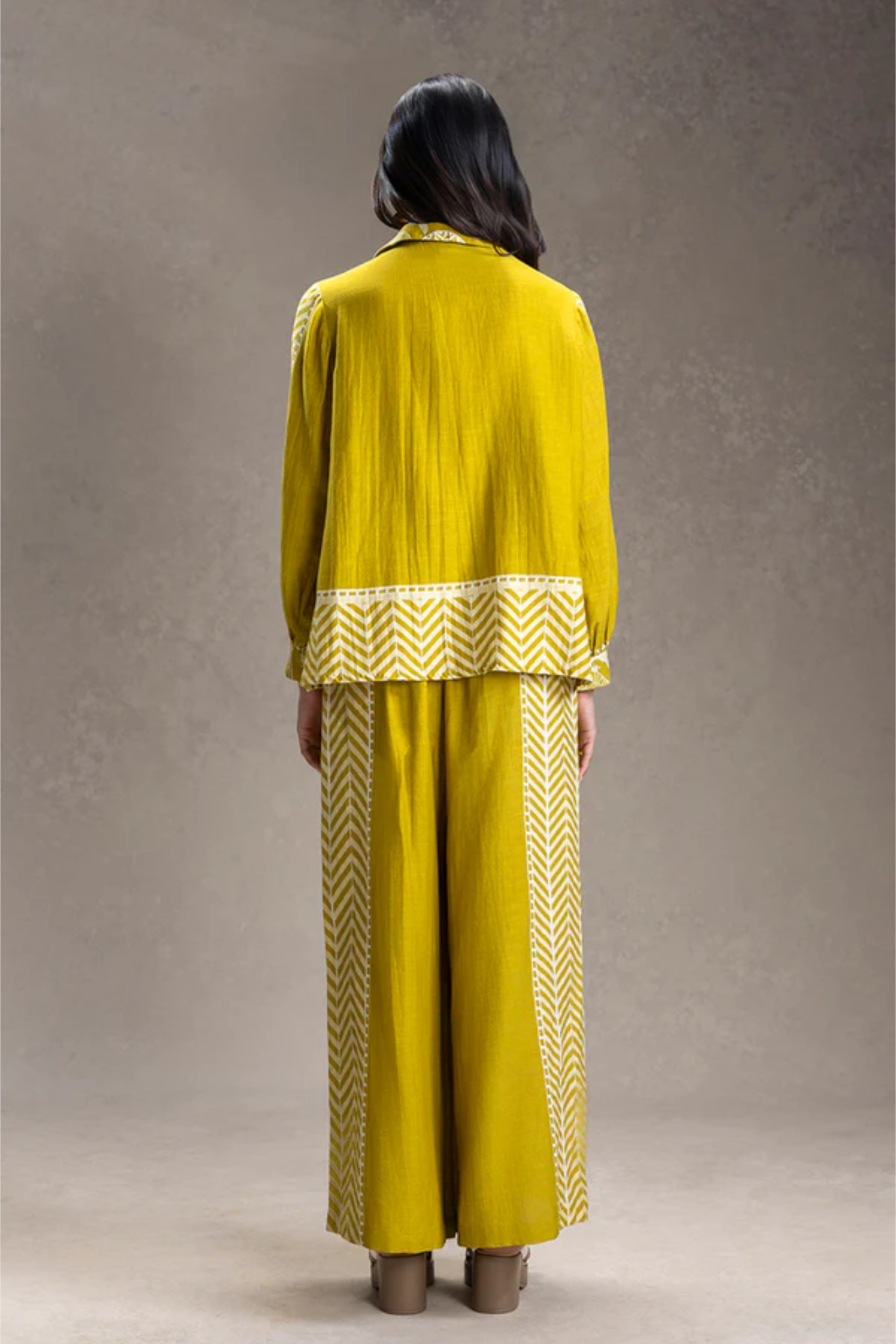 Kyomi Printed Slit-Detail Shirt and Pants
