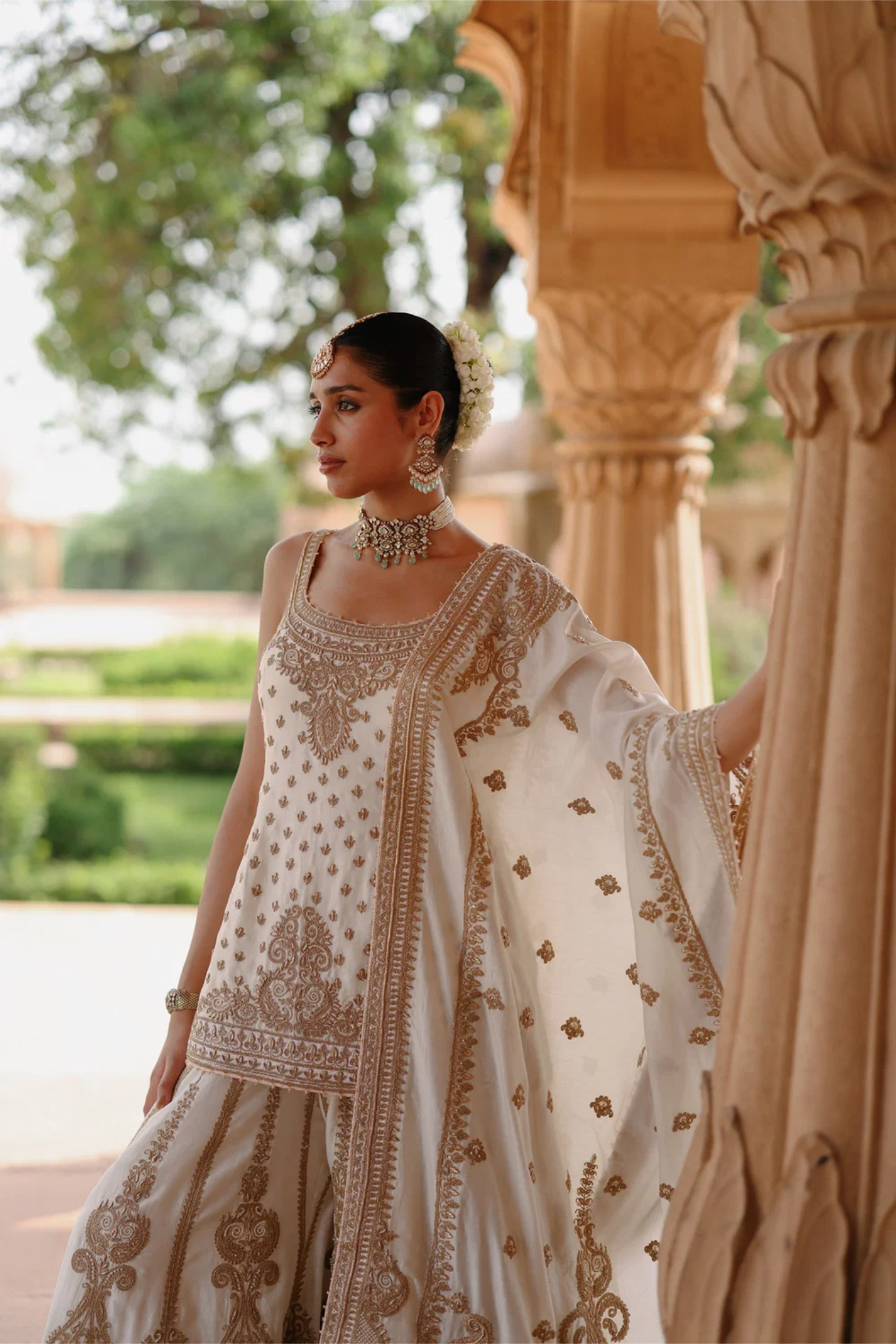 Shabnam - Daisy Ivory Kurta Set With Sharara & Dupatta