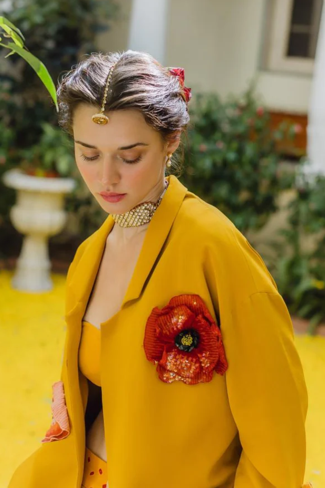 MARIGOLD AND POPPIES BANDHINI SET